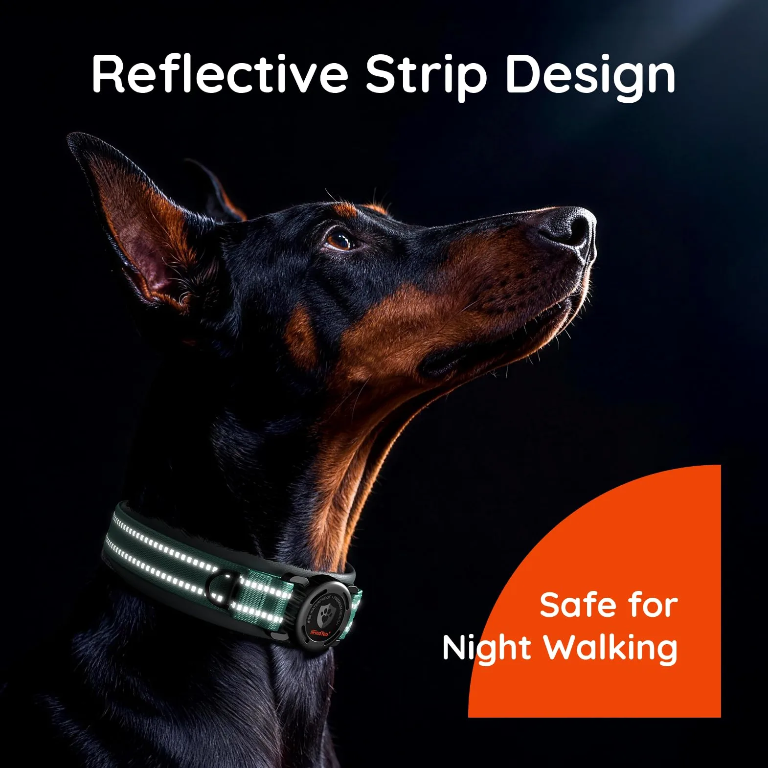 Collare per cani AirTag aggiornato con supporto, impermeabile e riflettente, collare per cani con imbottitura comoda allargata e fibbia in metallo ultra resistente, regolabile per cani di