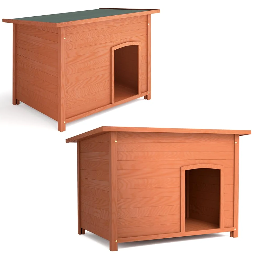 BAKAJI Cuccia per Animali Domestici in Legno, Casetta per Cani e Gatti con Tetto Apribile, Casa da Esterno ed Interno Resistente Intemperie e Agenti Atmosferici con Tettoia Asfaltata, 116 x 79 x 81 cm