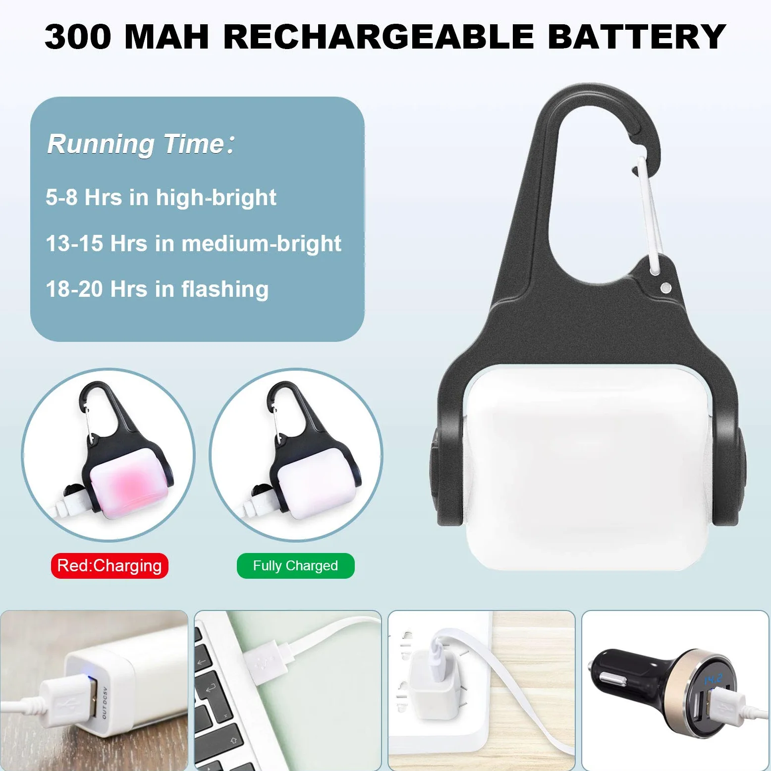 Luci per cani per passeggiate notturne, clip on USB ricaricabile collare luce per cani, 3 modalità di luce, luce notturna impermeabile IP65, luce di sicurezza a LED per corsa, campeggio, arrampicata,