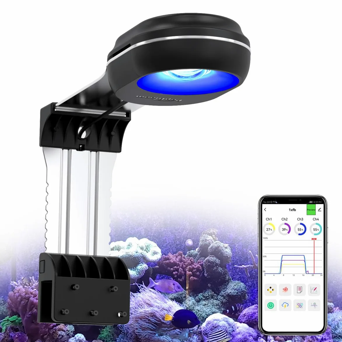 PopBloom RL60 Acquario LED Reef Light, Smart-APP controlla spettro completo LED marino per acquari di corallo di acqua salata