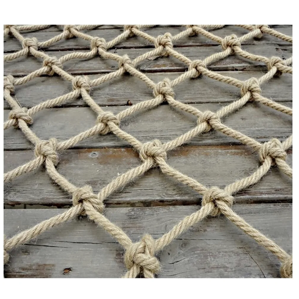 Rete da arrampicata per bambini, corda di canapa intrecciata a mano, 8 mm, per soffitto, divisorio, capannone, divisorio e esposizione di foto, rete multifunzionale sicura per arrampicata per interni