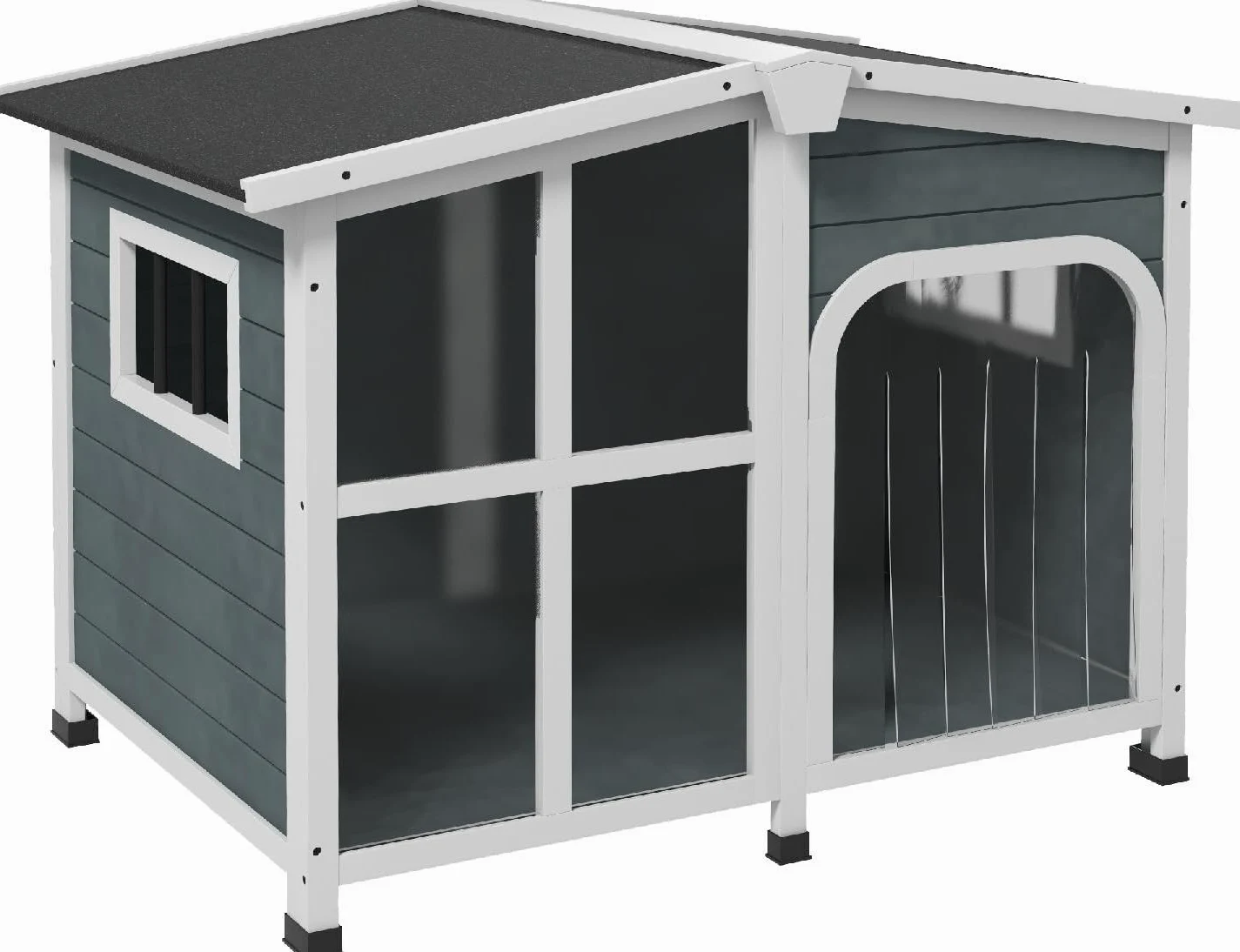 Cuccia Cane Taglia Media da Esterno con Tetto Apribile in Legno 101x66.5x70.5 cm Grigio