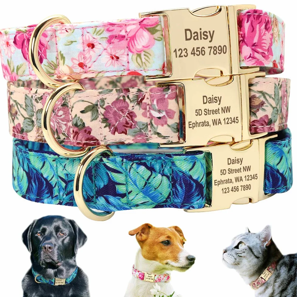 Collare per cane Collare personalizzato con targhetta per cuccioli di animali domestici Collari personalizzati per cani di taglia piccola in nylon con incisione Regolabile per cani di taglia me