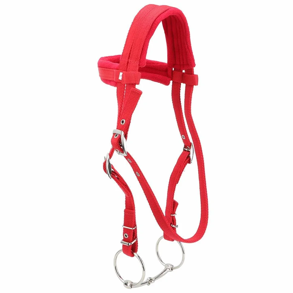 Briglia per Cavalli, Briglia per Cavalli Regolabili Imbracatura per Rinforzo Headstalls con Cuscino Morbido Rosso LT5001