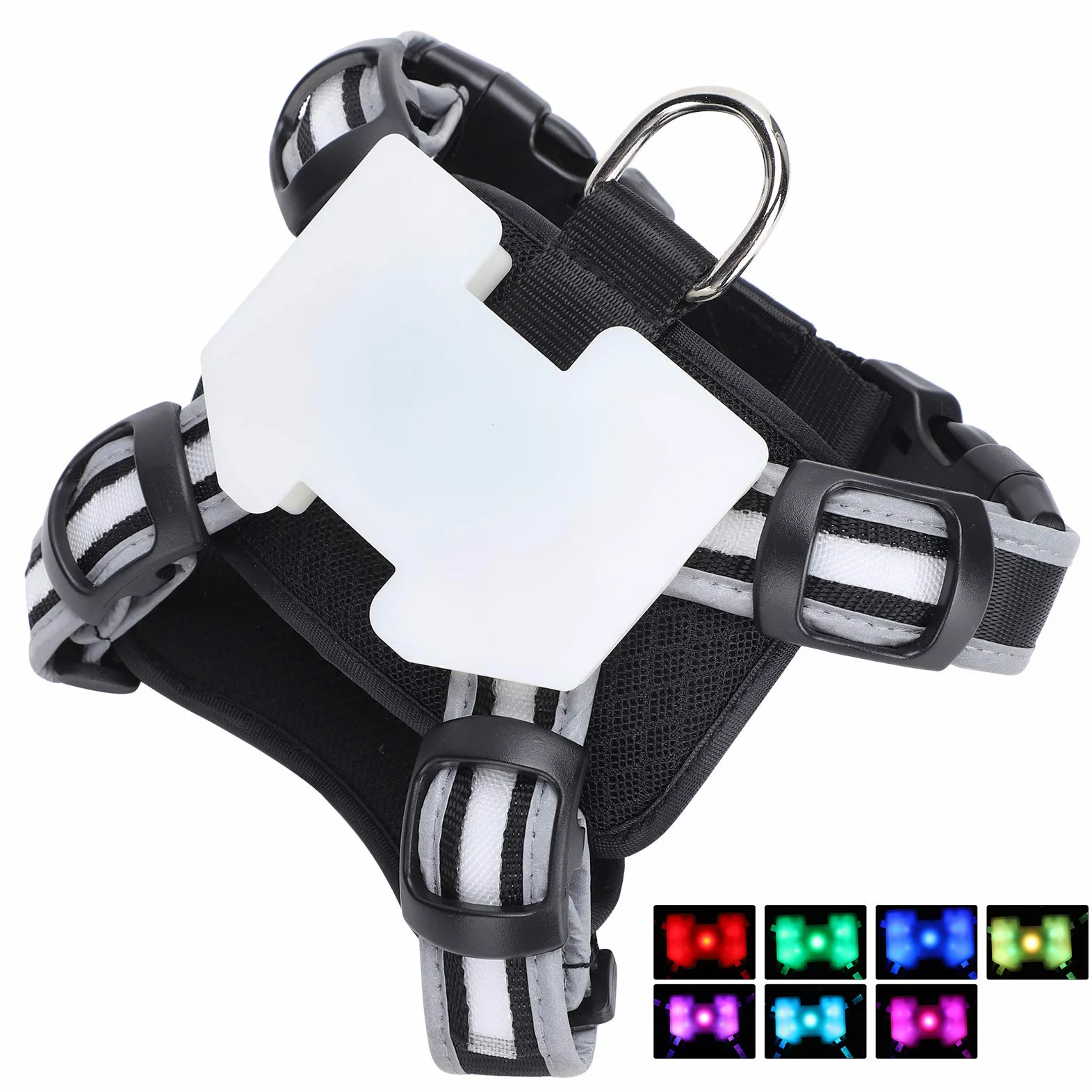 Pettorina per Animali Domestici a LED con Strisce Riflettenti Regolabili, Ricarica USB di Sicurezza Notturna per Cani, Struttura in Poliestere Resistente, 1 unità (S)