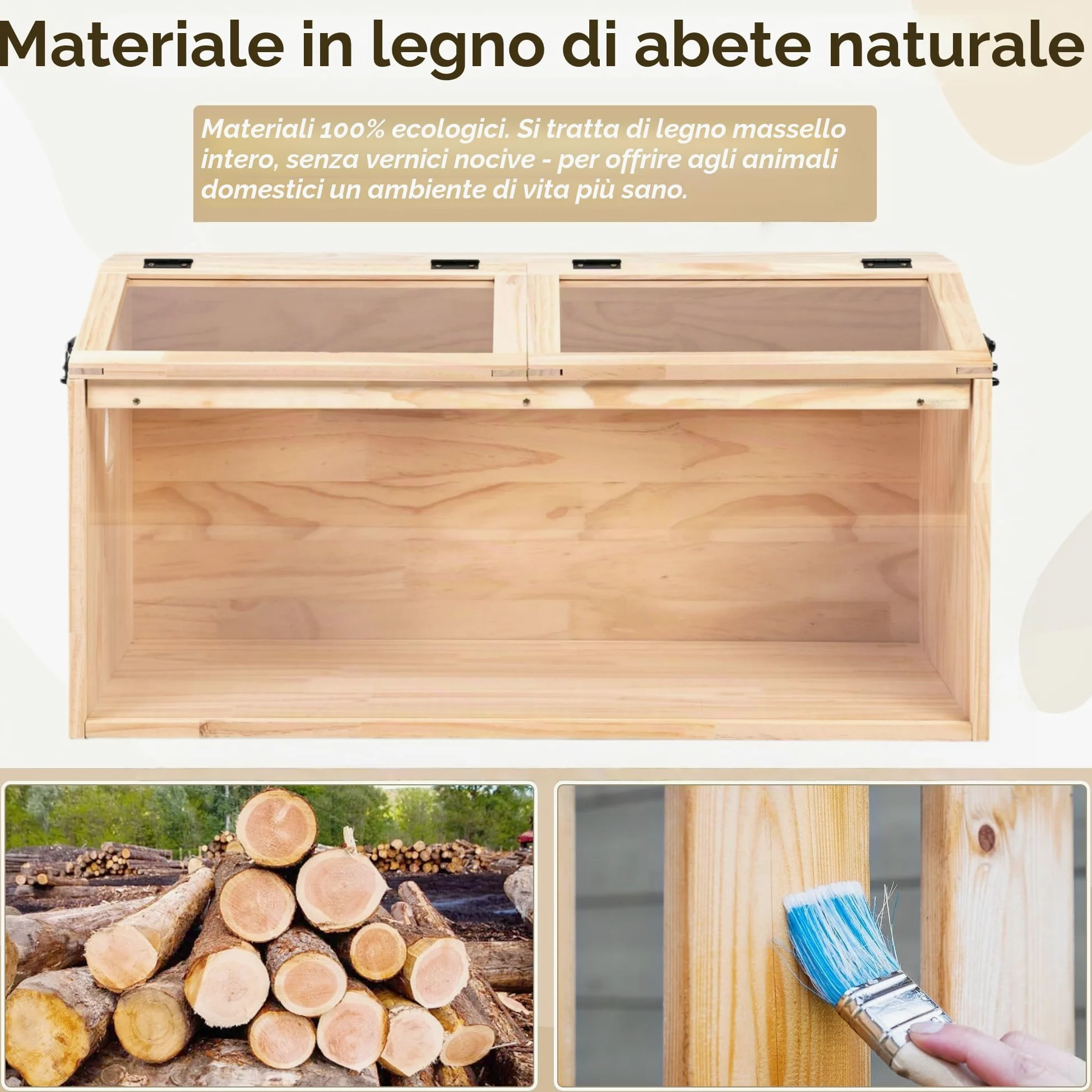 Gabbia per piccoli animali con coperchio pieghevole, recinto per interni in legno, con finestra in acrilico per la vista, adatta per porcellini d'India, criceti, tartarughe, 80 x 40,5 x 40 cm