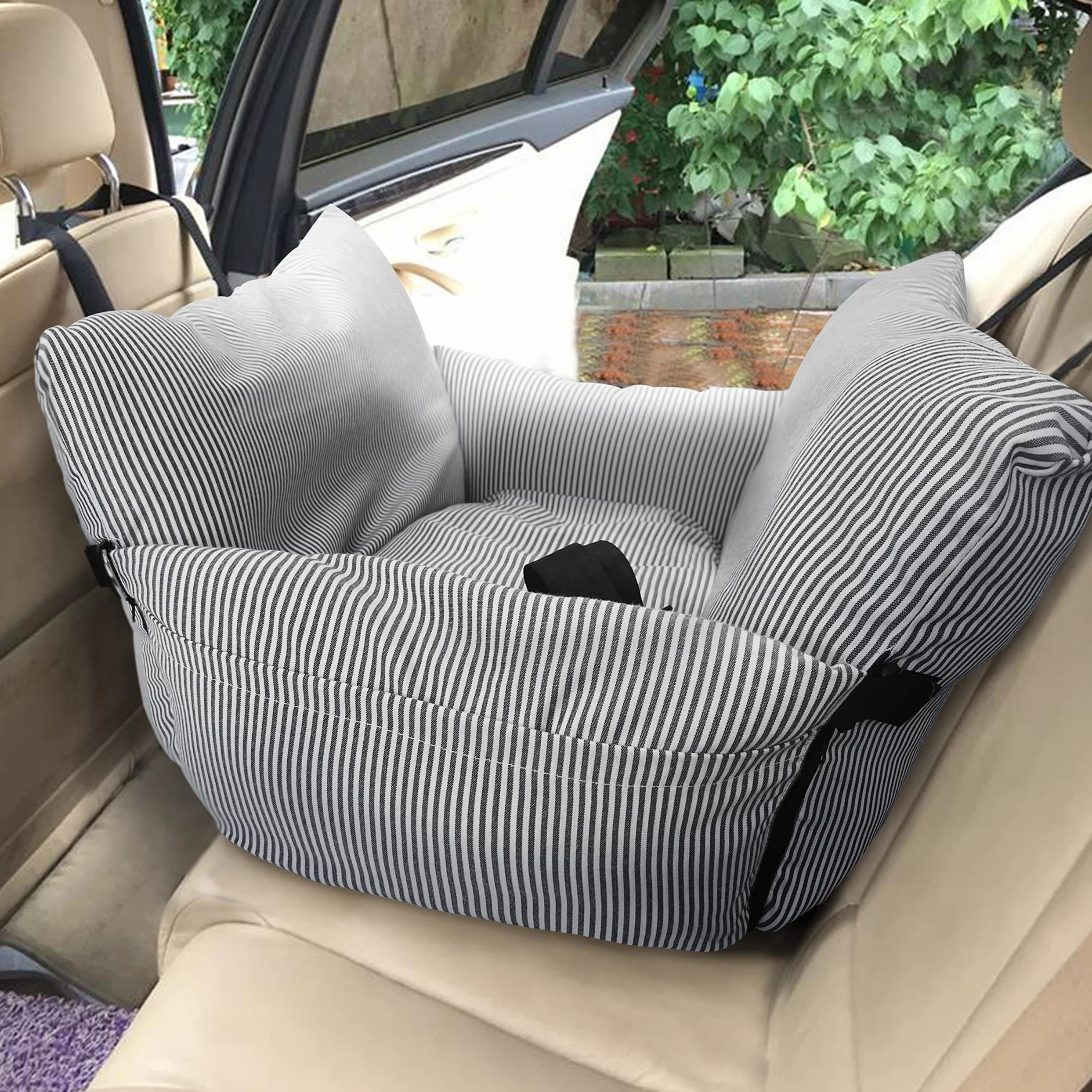 Johnear Seggiolino auto per cani medi 2 in 1 letto per cani con 2 tasche, adatto fino a 30 kg per animali domestici, borsa per il trasporto con guinzaglio di sicurezza