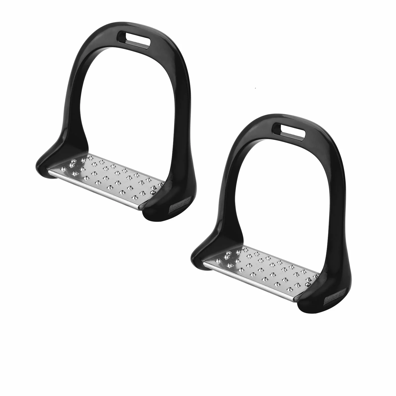 Staffa in alluminio, staffa per equitazione in acciaio inox antiscivolo, staffa per equitazione, antiscivolo, colorata, leggera con vernice (nera), sella in alluminio con verniciatura nera + staffa di