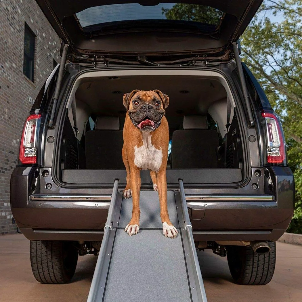 PetSafe Rampa telescopica compatta per cani Happy Ride - Adatto per auto, veicoli di grandi dimensioni e 4x4 - Robusto telaio in alluminio e leggero che supporta i tuoi animali domestici fino a 136 kg