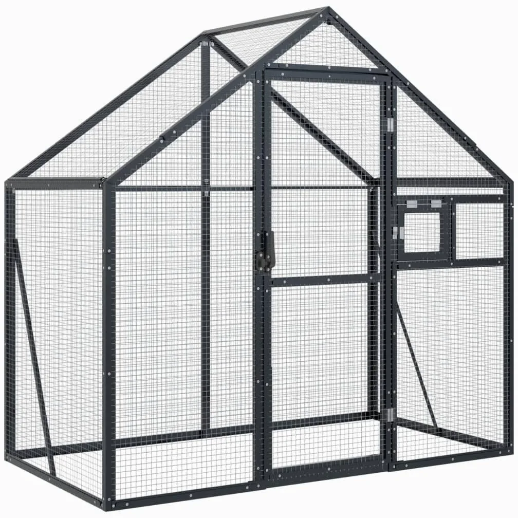 DJEKA Voliera, Gabbia Uccelli, Gabbie per Uccelli, Voliera per Uccelli da Esterno, Gabbia per Uccelli Grande, Antracite 179x100x185 cm in Alluminio