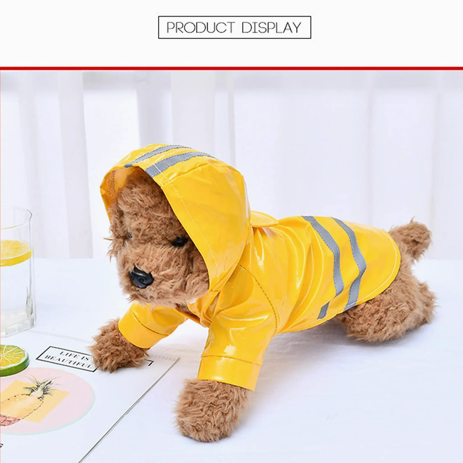 Impermeabile per Cani, Cappotto per Cani da Compagnia Alto Impermeabile e Traspirante con Cappuccio, Impermeabile Leggero con Catarifrangenti Cani di Piccola e Media Taglia (Blu,) (Yellow M)