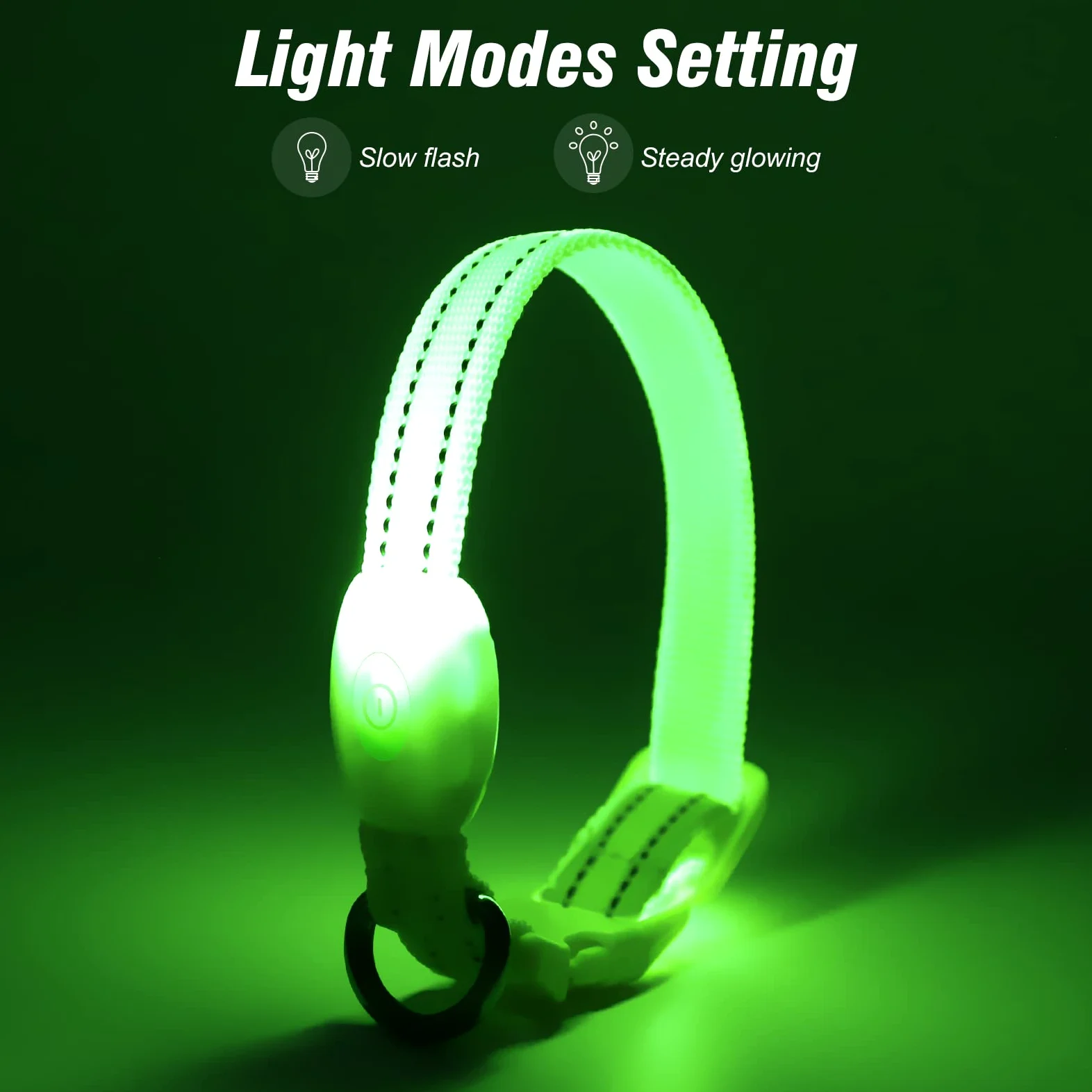 Visinite Collare luminoso per cani di piccole dimensioni, collare LED ricaricabile, completamente regolabile, collare luminoso al buio con luci per cani per passeggiare di notte, verde