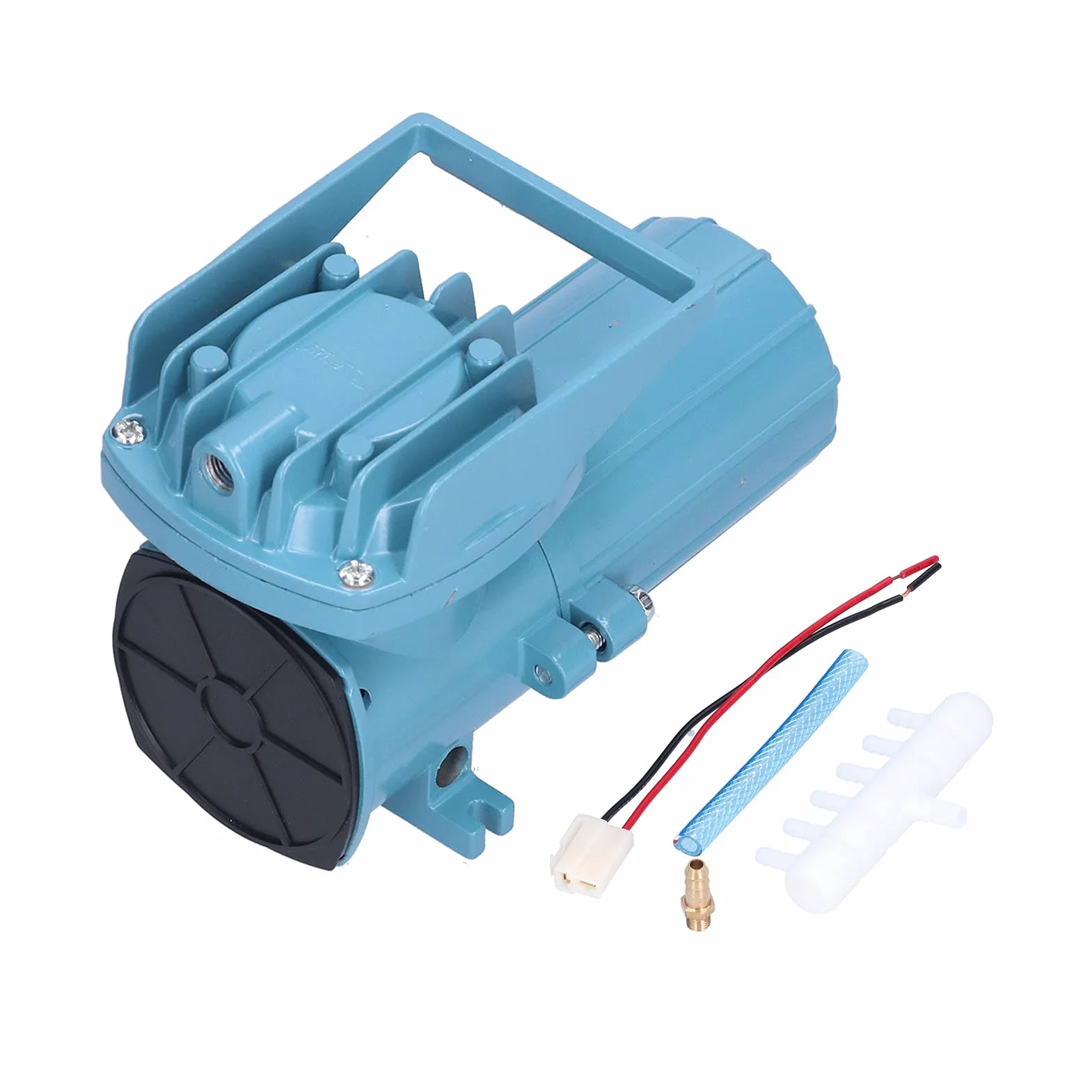 Pompa per Ossigeno DC 12V 18W 38L/h, Aeratore per Acquario 12V con Motore a Magnete Permanente, Pompa Aria Senza Olio per Stagno e Acquacoltura