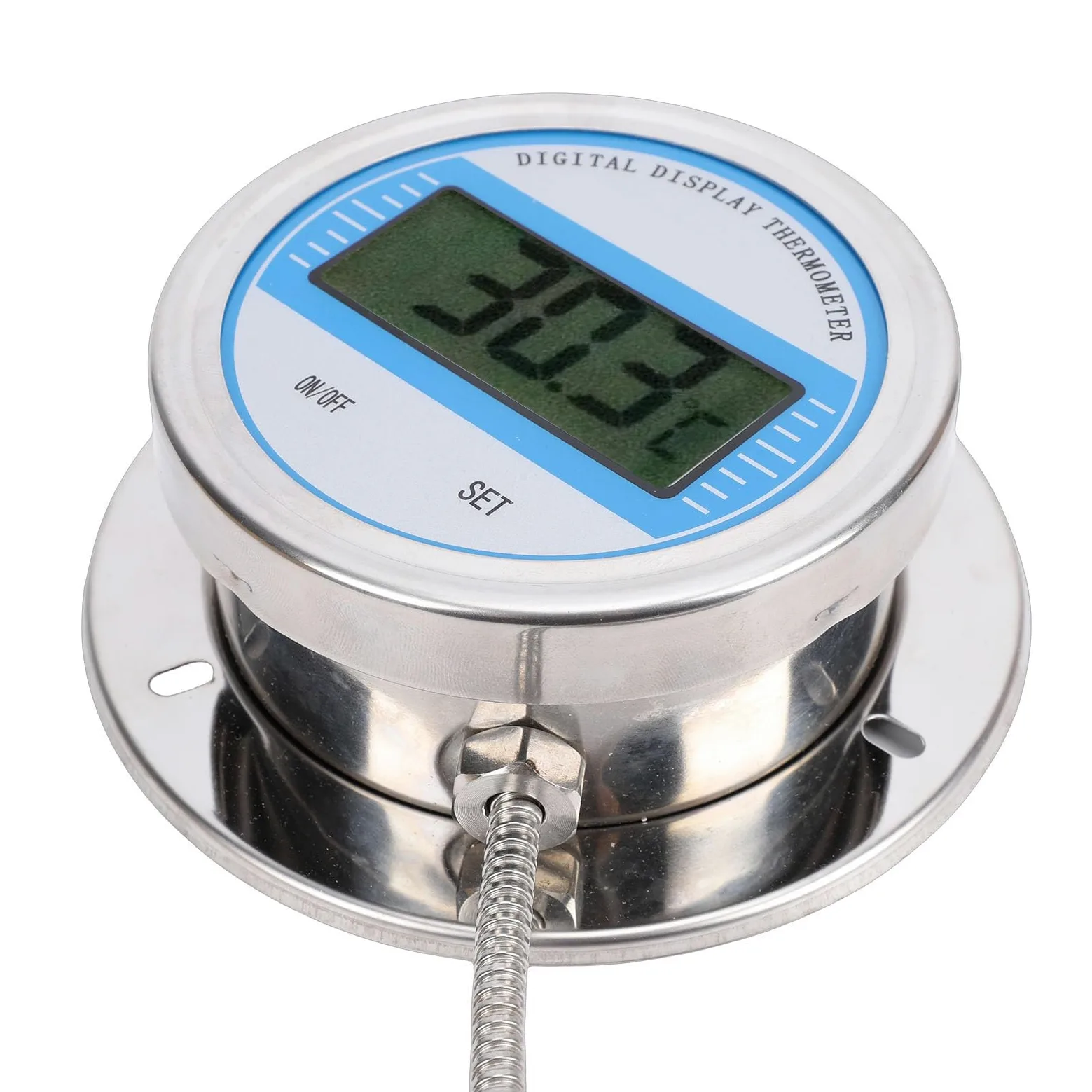 Eujgoov Termometro Digitale Ad Alta Precisione da -50 a 200°C, Indicatore di Temperatura in Acciaio Inossidabile con Sonda da 3 Metri, Sensore Filettato per Cottura di Tubi di Caldaia