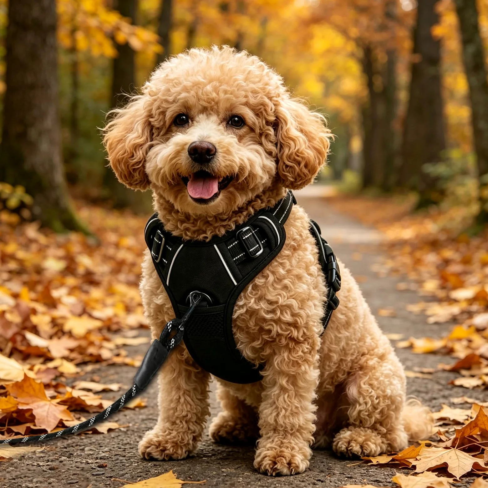 Pettorina regolabile riflettente No Pull pettorina per cani (S) | Traspirante imbottito, 4 taglie S-XL, cinghie regolabili, sicurezza al buio, per passeggiate e allenamento, nero