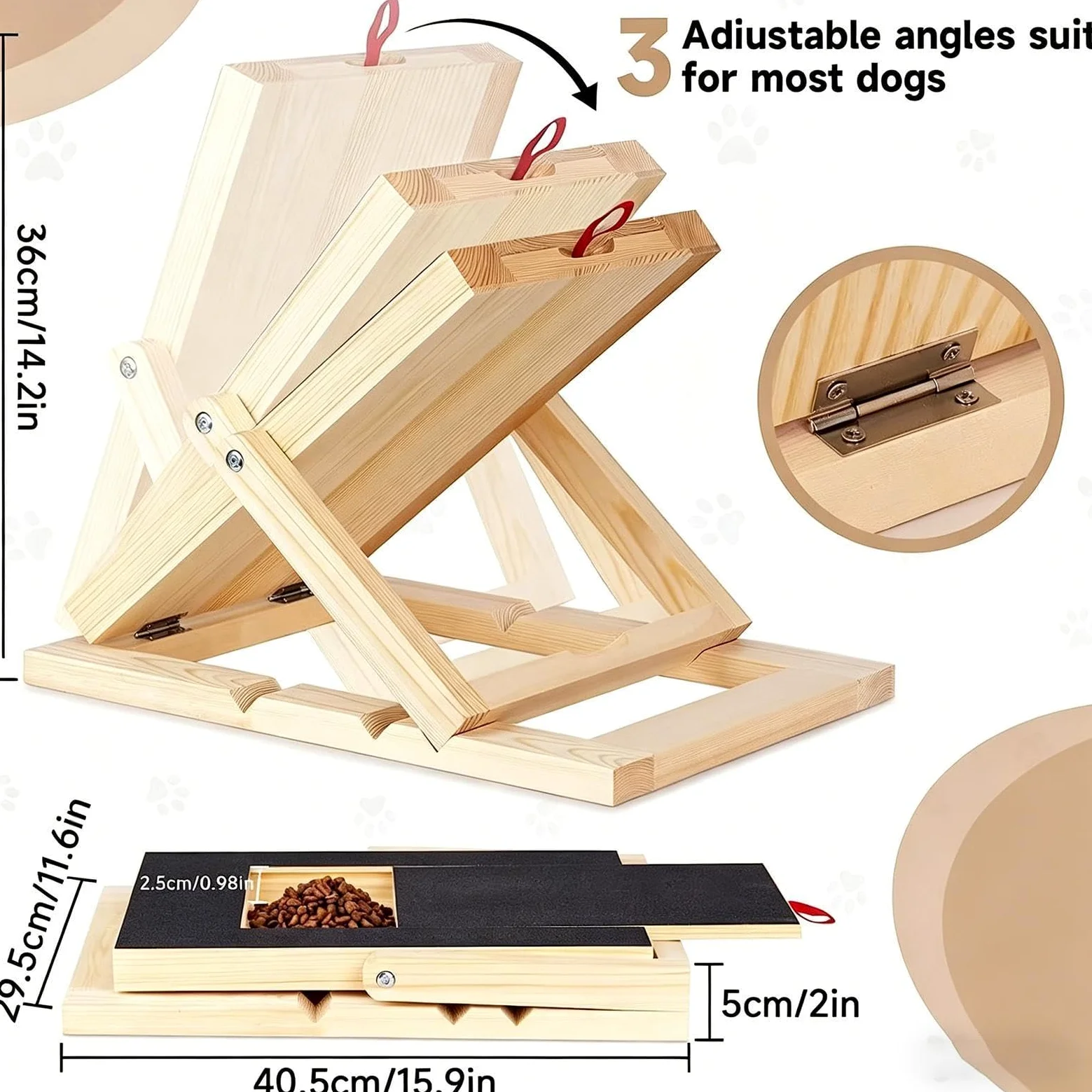 Tagliaunghie per cani, in legno, con cassetto per snack, per cuccioli di taglia piccola, media e grande, arricchimento per casa e appartamento