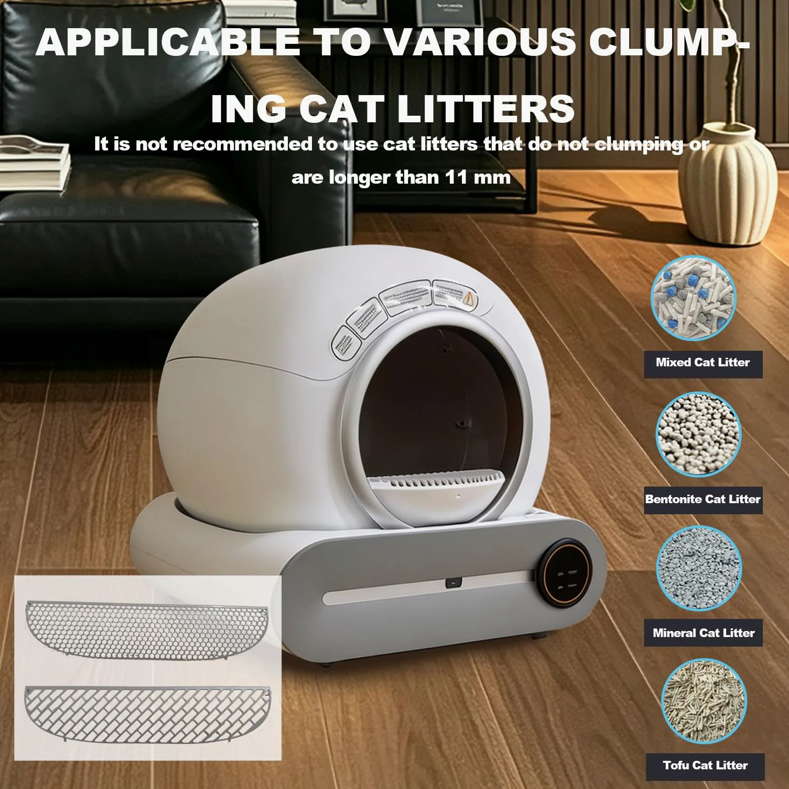 Lettiera Autopulente Per Gatti xxl 74L Lettiera Gatto Autopulente Automatica, Deodorante Ionico, Smart Health Monitor, Comando APP con tappetino e Sacchetti(Bianco A)