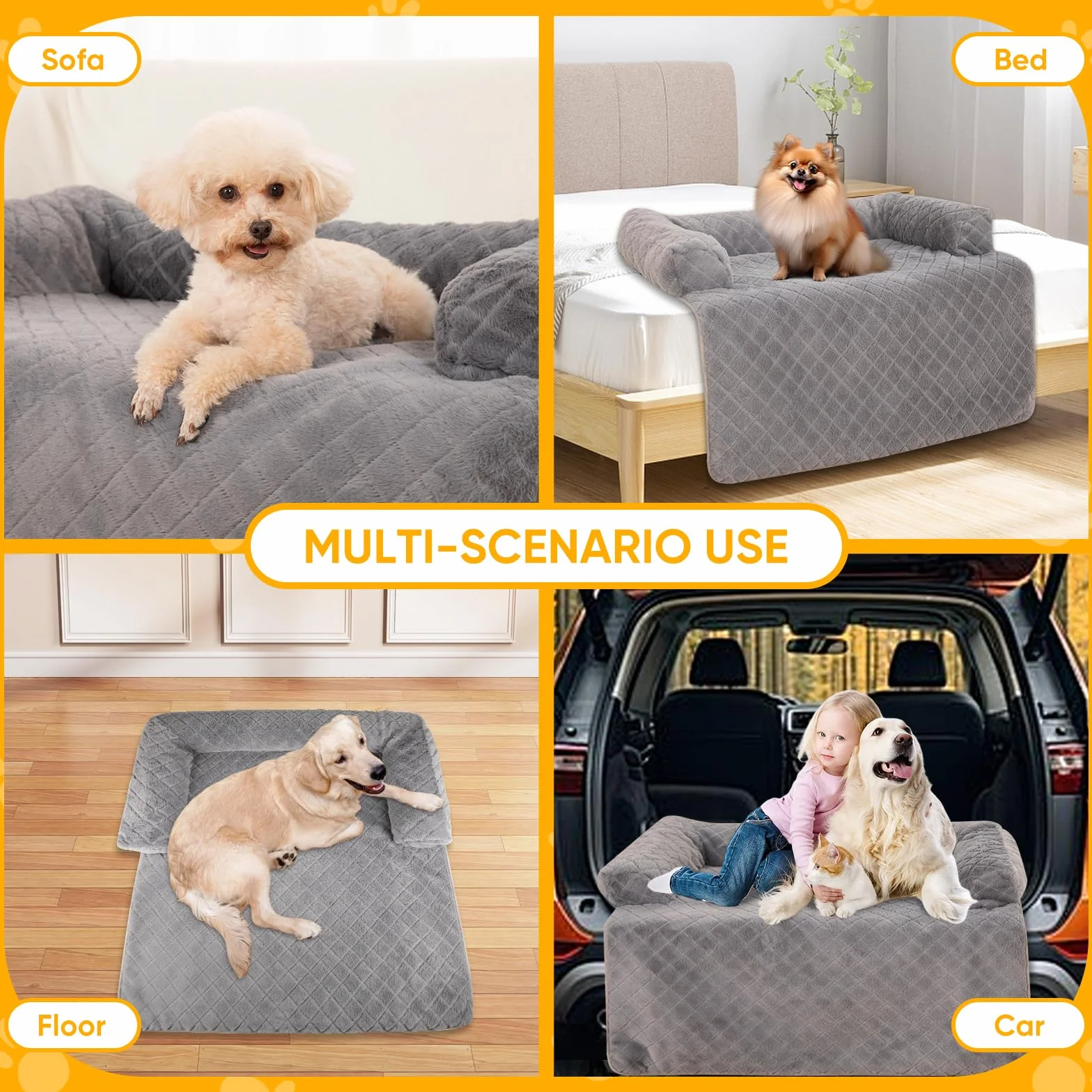 PAWBOSE Cuccia Cane Interno Taglia Piccola, Media e Grande, Cuscino Cane Sfoderabile, Tappetino Calmante per Cani, Resistente, Soffice e Peloso, con Copertura Rimovibile e Lavabile