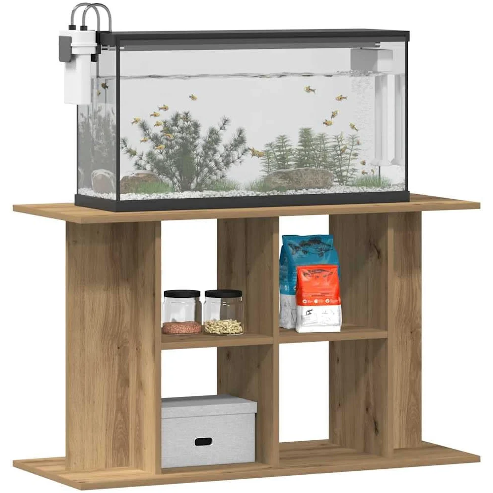 Supporto per acquario a 3 livelli, 100 x 40 x 60 cm, mobile per acquario in legno con contenitore, stabile supporto per acquario per mangime e accessori, design sottile per soggiorno