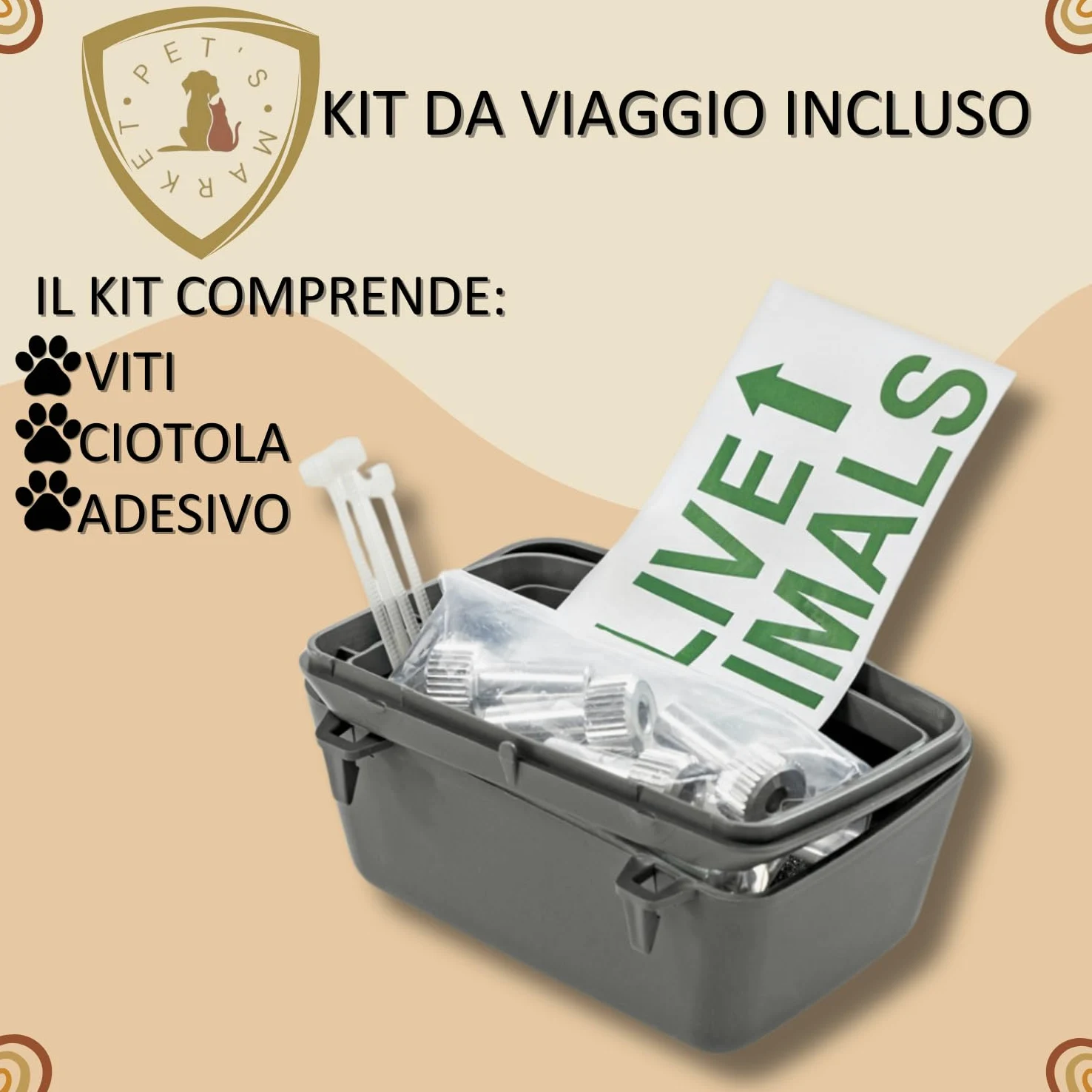 Pet’s Market Trasportino Skudo 90 Car Cane con Kit Viaggio Viti Ciotola Adesivo con 2 Rotoli Sacchetti Igienici 2 Ciotole Casuali Omaggio Auto Plastica Porta Ferro Grigio Scuro (90+KIT (89x51x60H) cm)