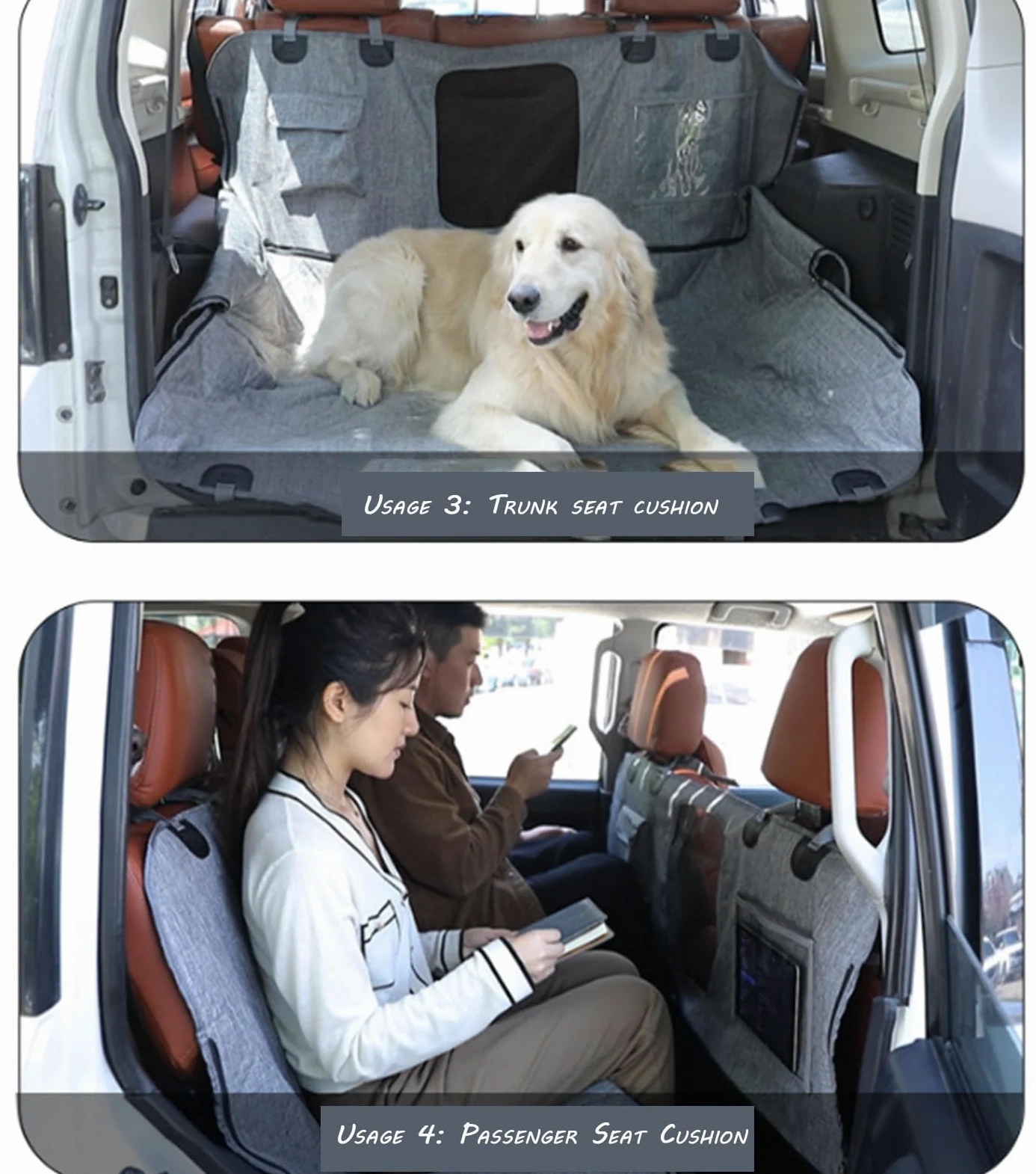 Cuscino per seggiolino Auto per Animali Domestici, Cuscino per Auto per Cani, Antisporco a Doppio Strato, Cuscino per Cane nell'auto Posteriore, Universale per Tutti i Cani (Orange)