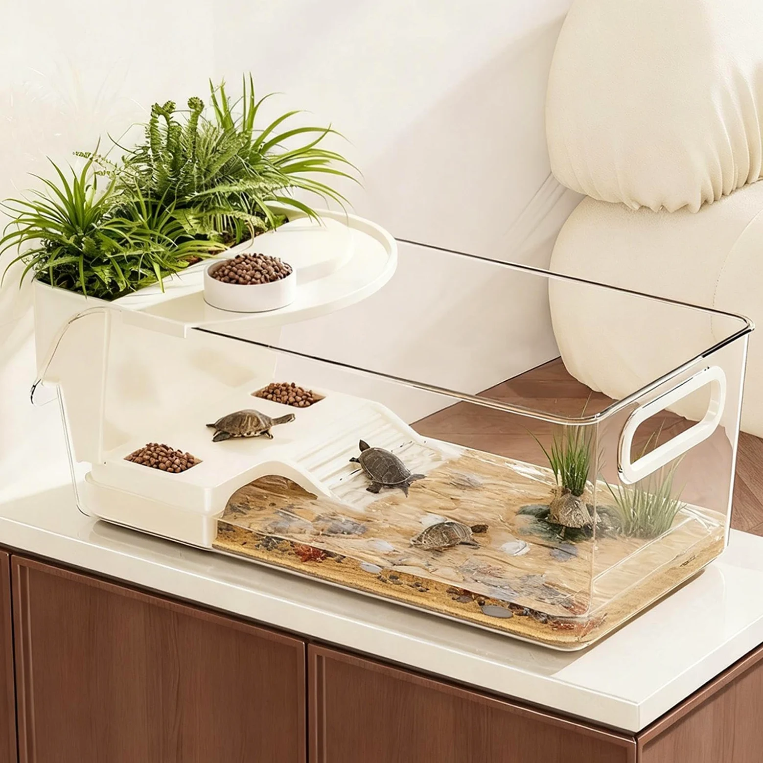 Grande serbatoio per tartarughe, grande terrario staccabile, multifunzione, per acquario, per rane, salamandre, granchi, piccoli animali, interni, soggiorno, scrivania, hobbisti