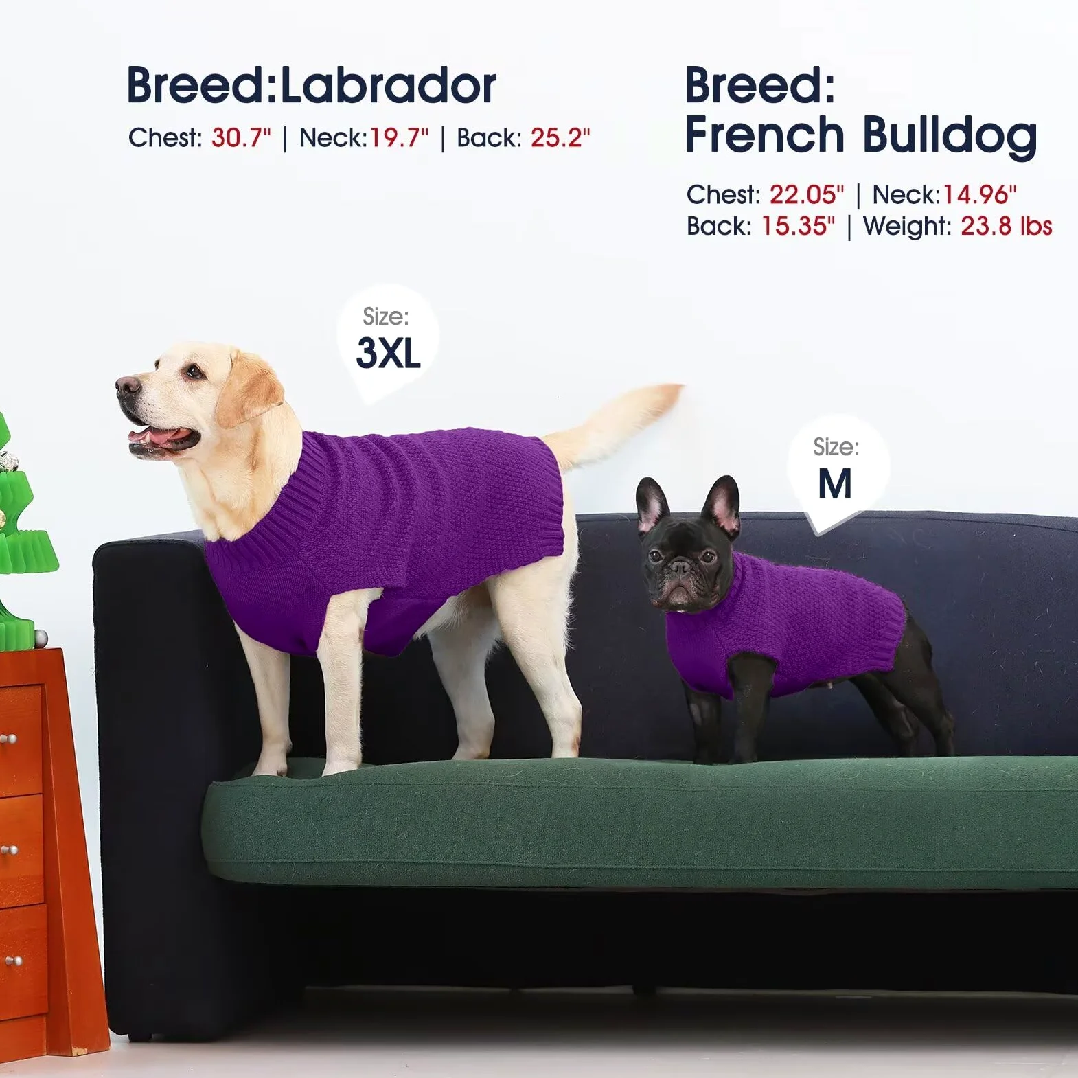 IECOii Maglione extra large per cani, XXXL maglione per cani di taglia grande per ragazze e ragazzi, abbigliamento natalizio per cani, abbigliamento per vacanze per cani, maglione caldo per animali