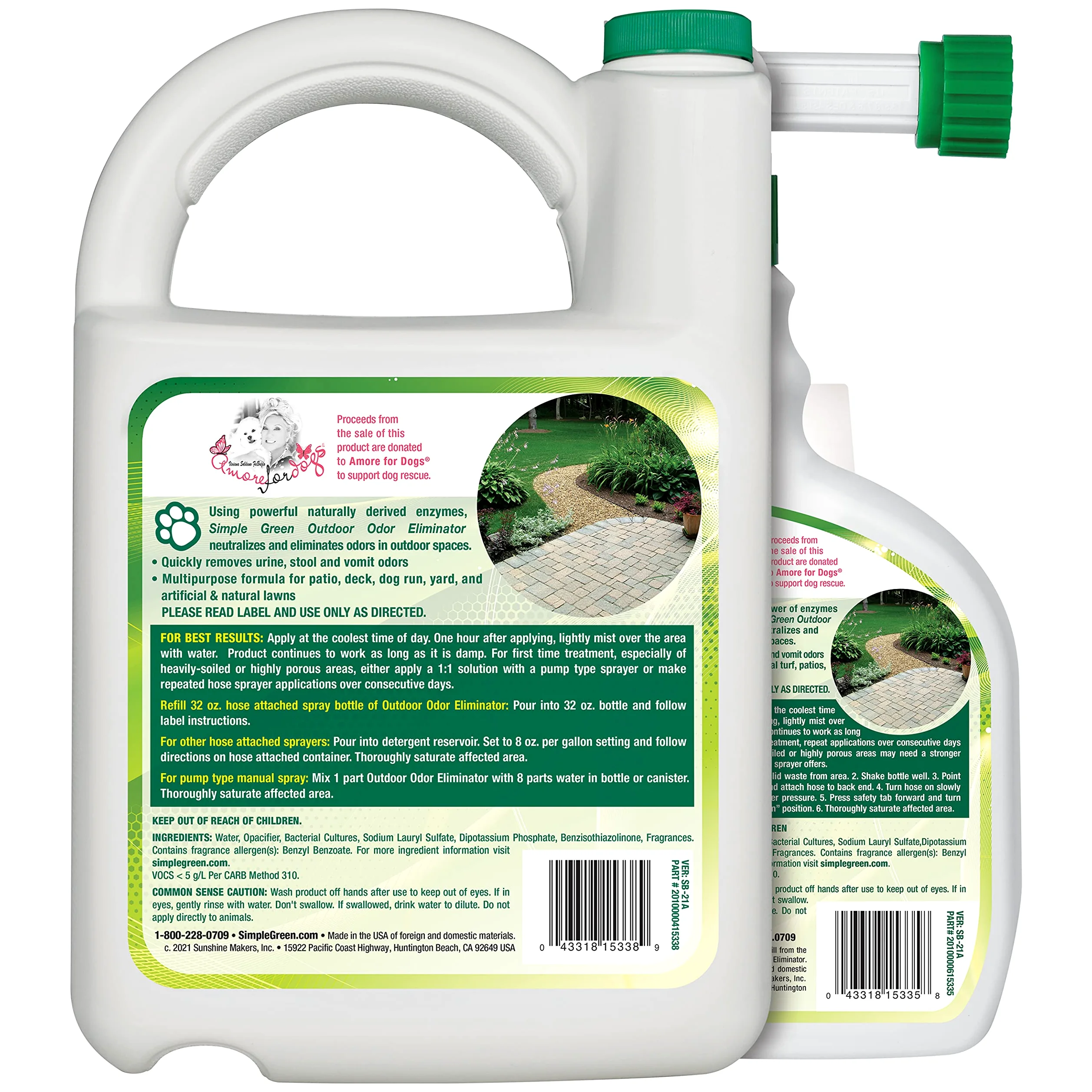 Simple Green - Elimina odori per animali domestici per esterni, ideale per erba artificiale e cortile (flacone spray da 1 litro e una ricarica da 3,8 litri)