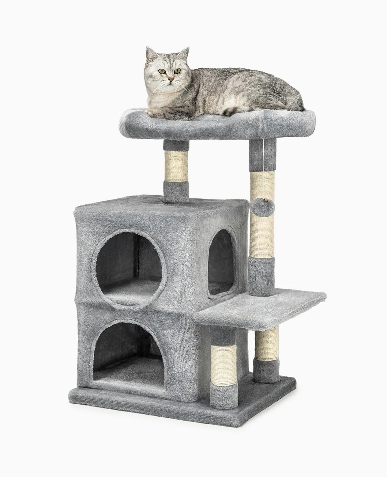 lionto Tiragraffi per Gatto Albero Tiragraffi Gatto Gioco Giocattolo Gatti Altezza 80 cm, Grigio Chiaro