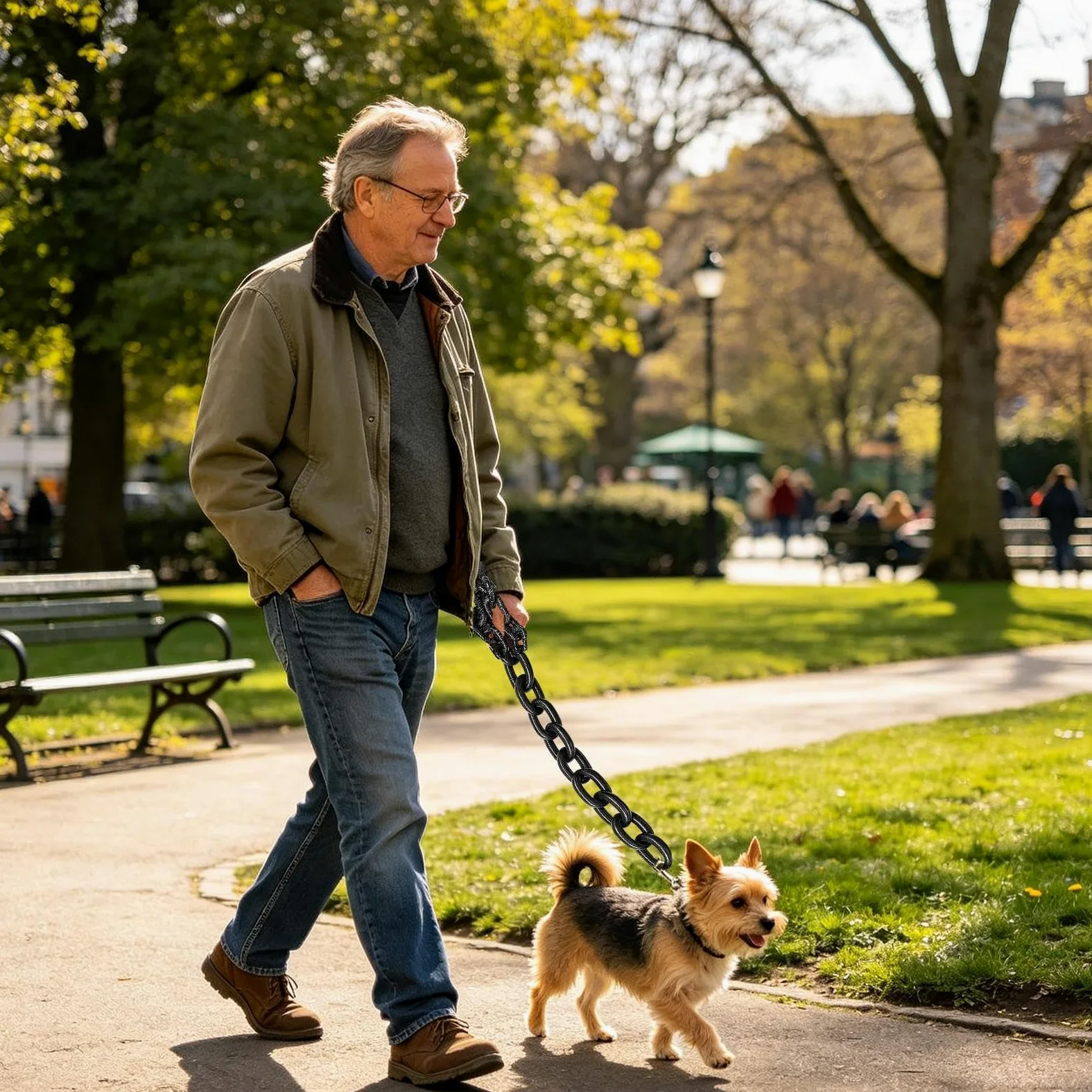 Guinzagli per cani da cortile Corda da passeggio a forma di catena di ferro | Cavo da cane per giardino, , , viaggio, escursionismo, campeggio, spiaggia, cortile, esterno