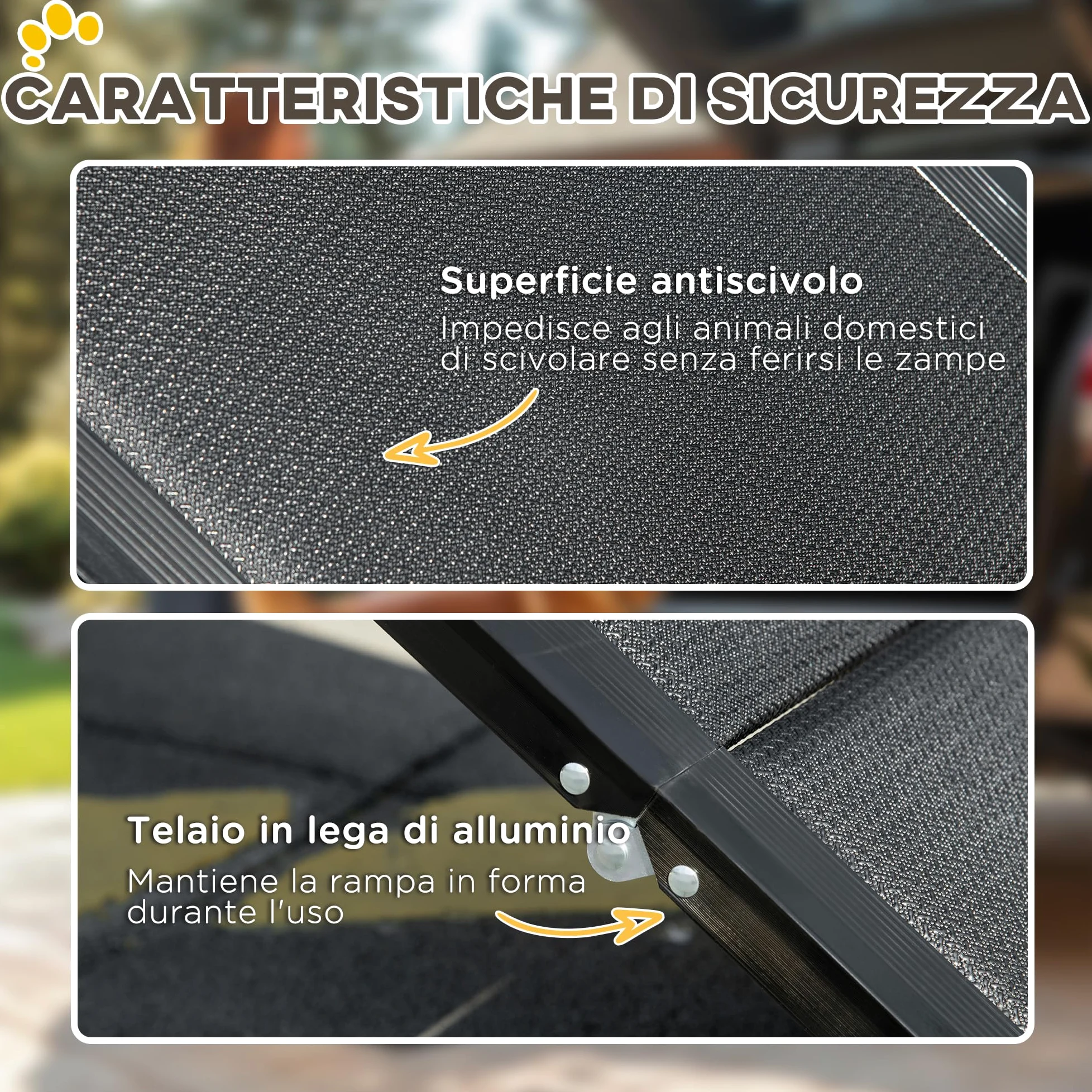 PawHut Rampa per Cani Pieghevole con Superficie Antiscivolo, Pedana per Cani con Profili in Alluminio, 158x43.5x2.5cm, Nero