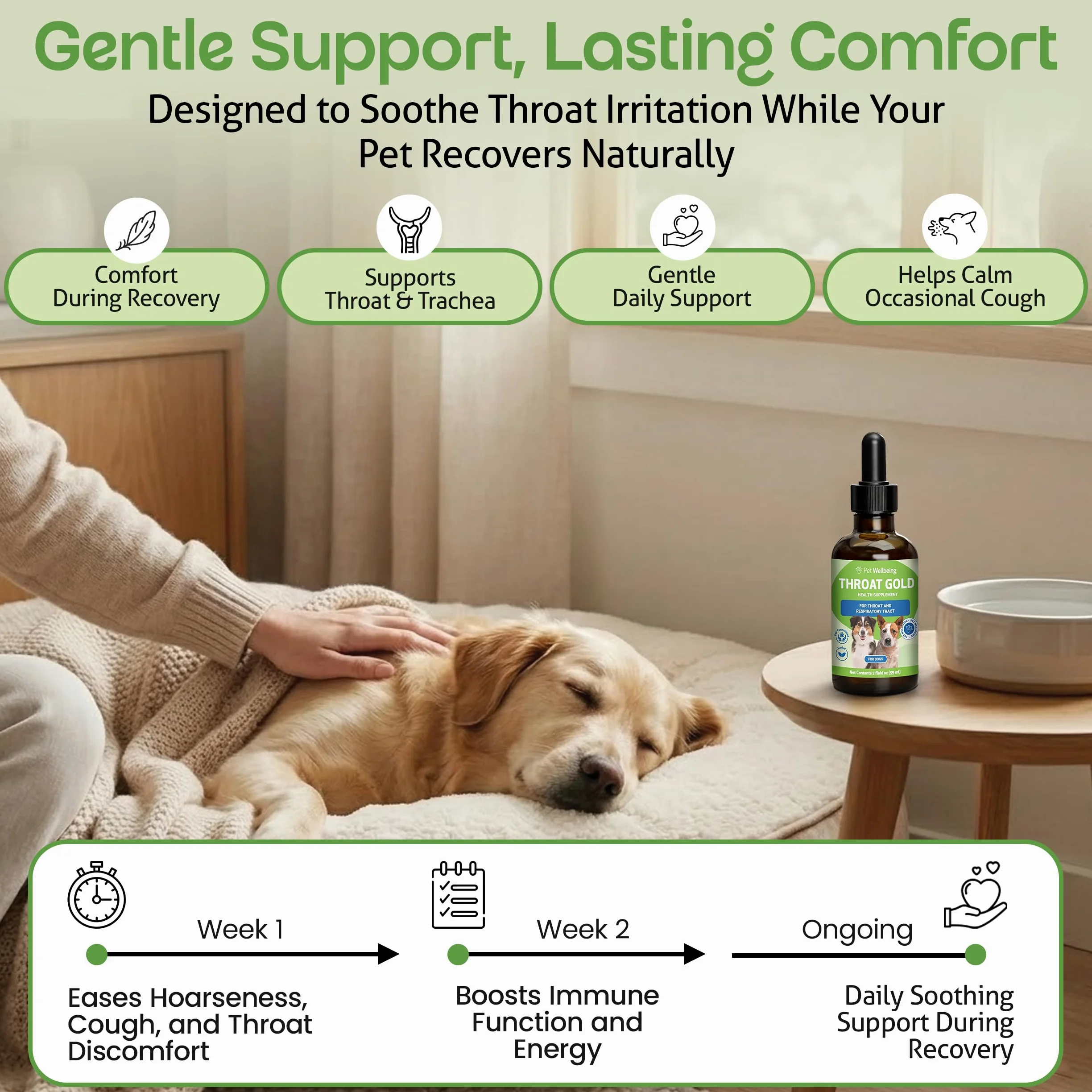 Pet Wellbeing Oro Gola per I Cani - La Tosse A Base di Erbe Naturali, La Gola E Il Supporto Respiratorio per I Cani -