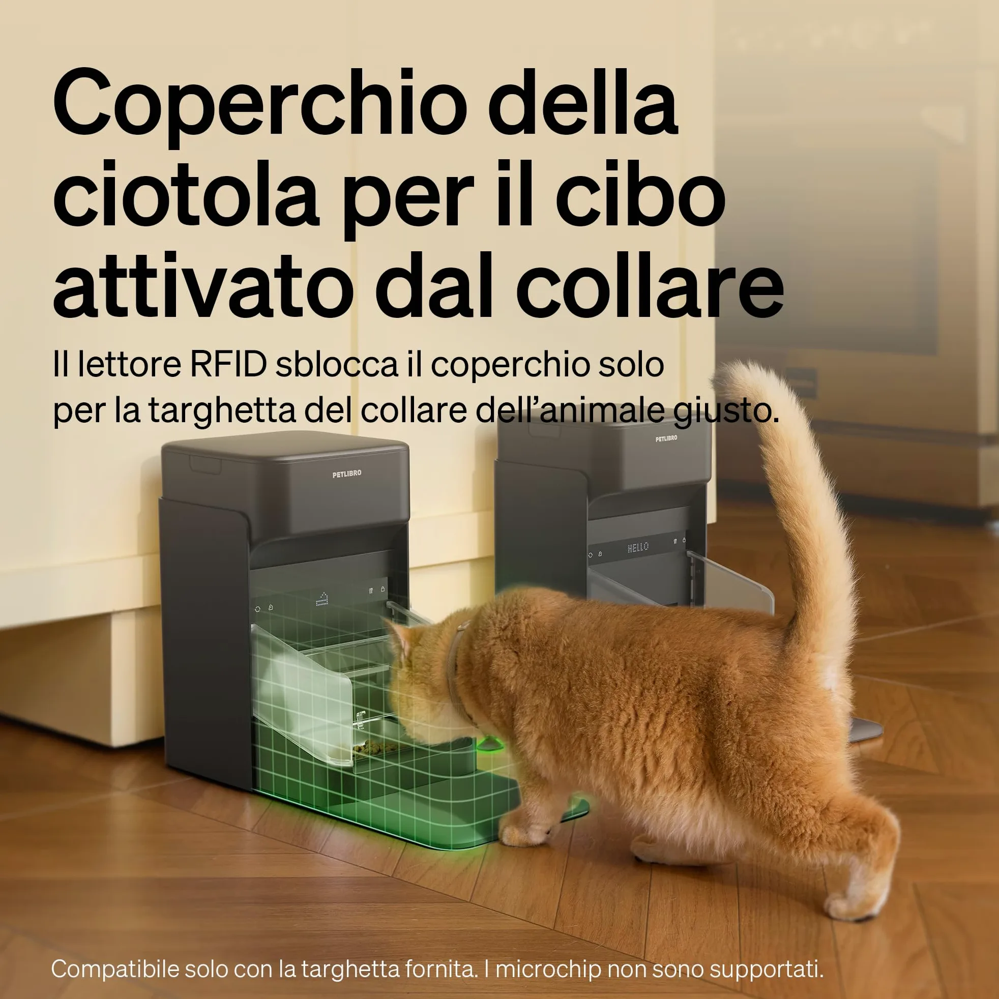 PETLIBRO Distributore automatico di cibo per gatti RFID 5G Wi-Fi, distributore automatico di cibo per gatti con sensore Collar, distributore automatico per gatti con app, 1-10 pasti, 3L, nero