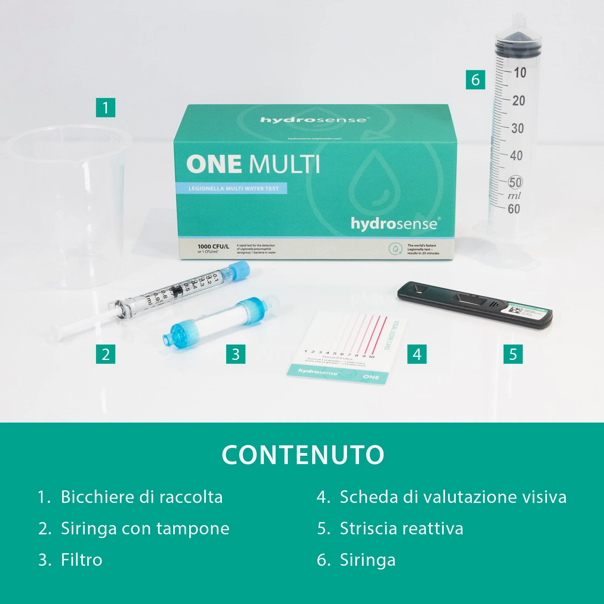 ONE Multi Legionella Water Test – Kit test singolo per il rilevamento della legionella pneumophila sg1 | Limite di rilevamento 1000 CFU/L | Facile test in loco