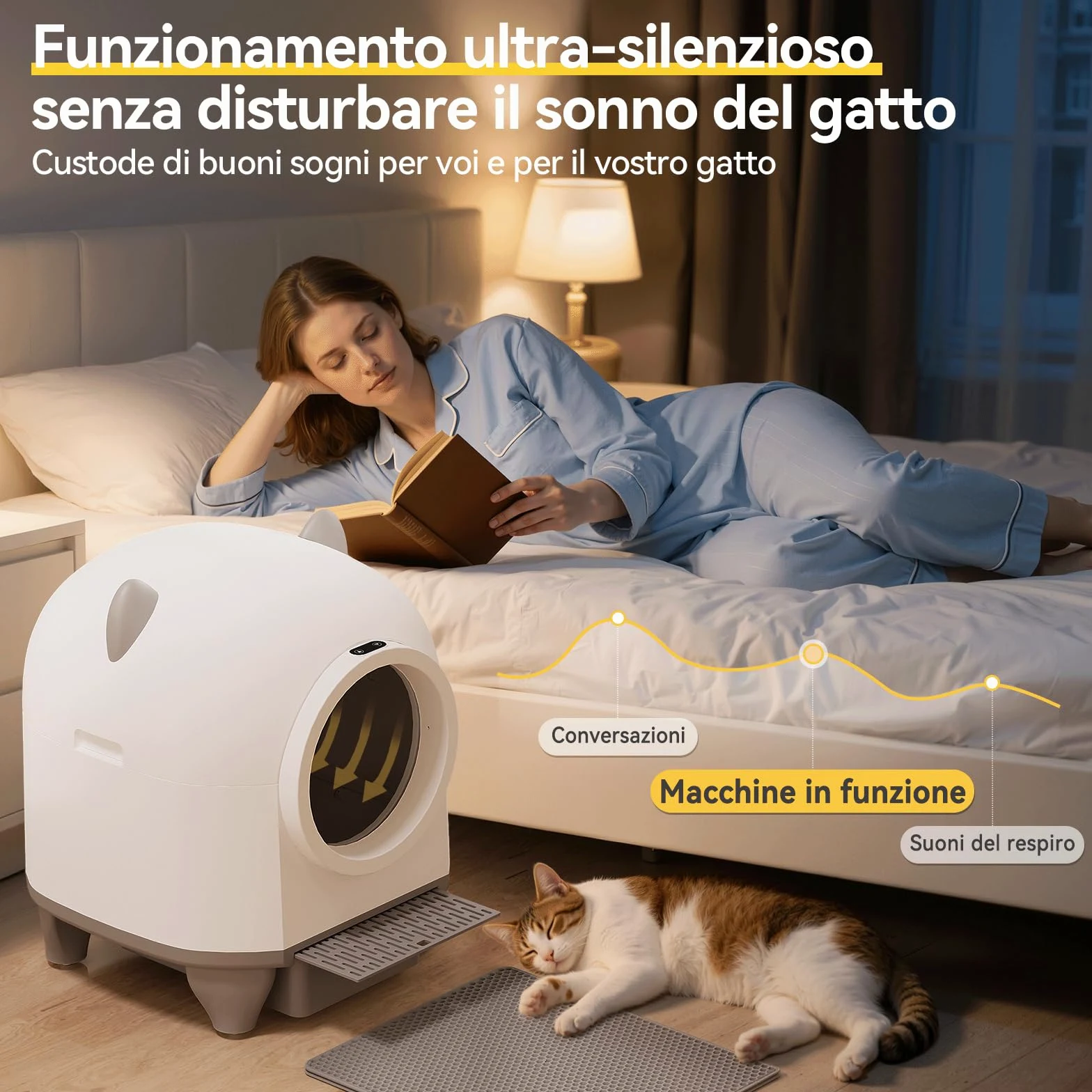 TRIUMPHKEY lettiera gatto autopulente, lettiera autopulente per gatti xxl da 90L con controllo APP/protezione anti-intrappolamento/sistema di deodorizzazione/cat litter box, per famiglie con più gatti