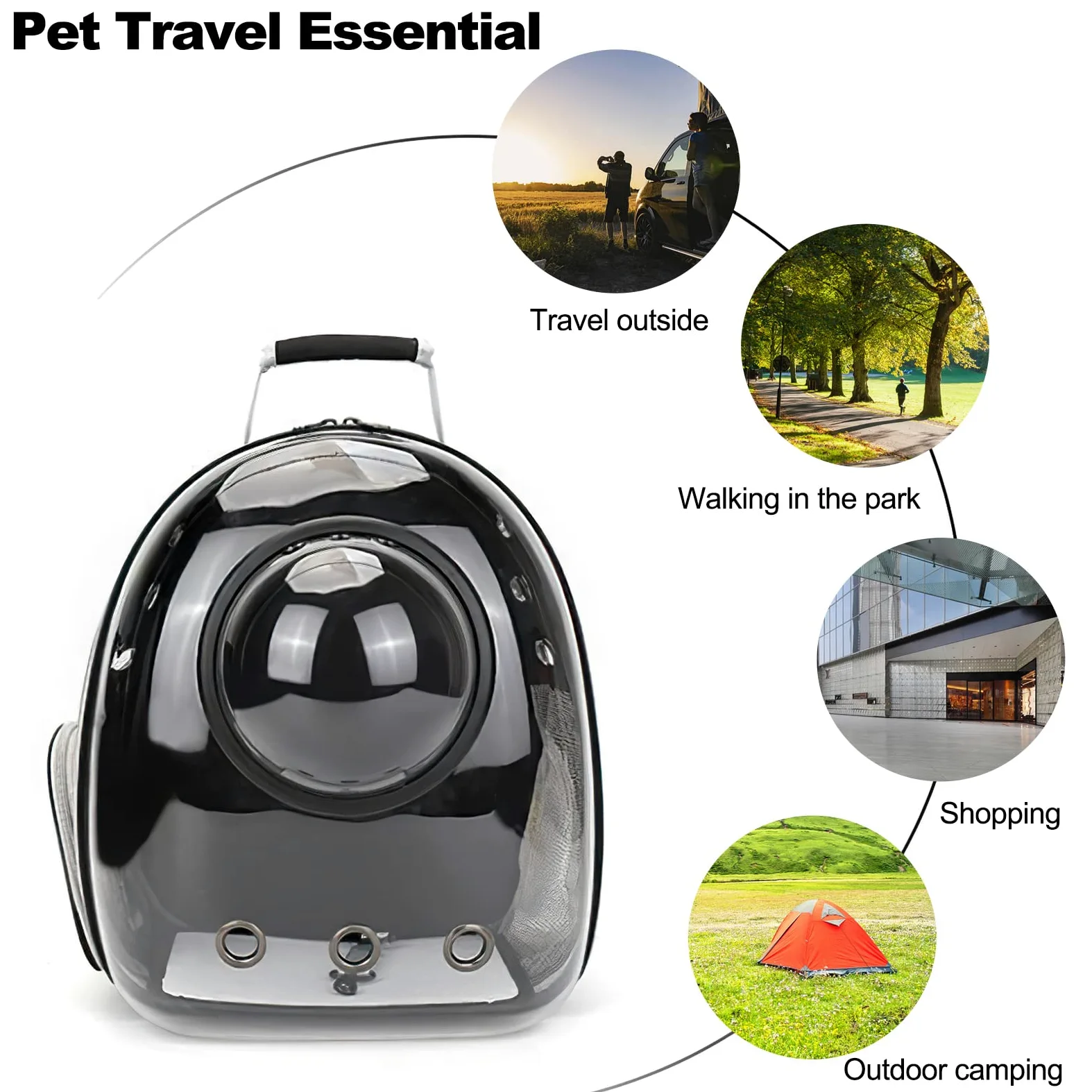 Galatée Zaino Per Gatti, Zaino Per Animali Domestici Trasparente Espandibile, Zaino Per Gatti Con Capsula Spaziale Ventilata, Zaino Portatile Per Cuccioli Per Campeggio Da Viaggio(Grigio)