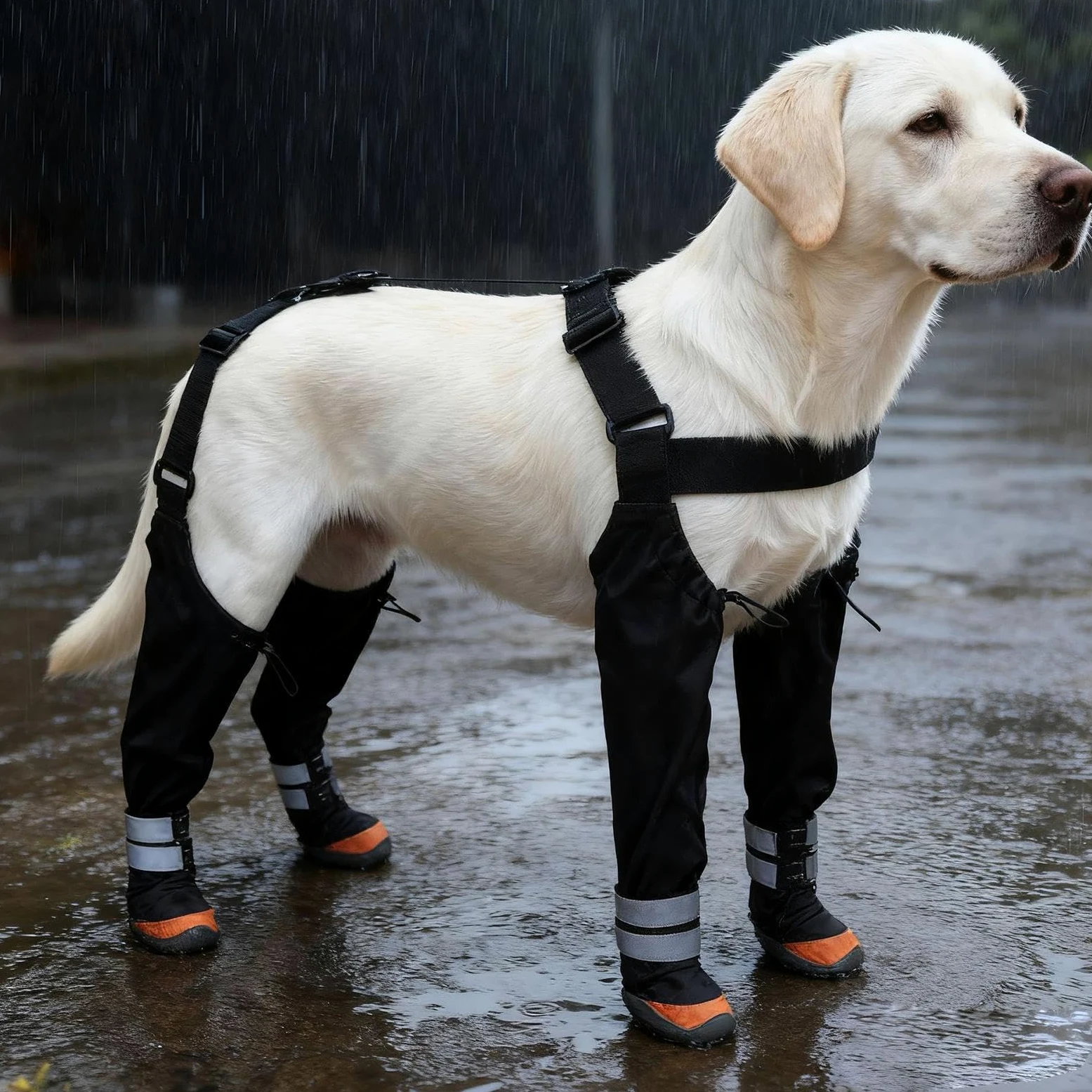 Stivaletti Regolabili per Cani Impermeabile Antiscivolo Protettivo | Bretelle Regolabili per Cani Piccoli con Striscia Riflettente Per Zampe Cucciolo Clima Freddo Neve Inverno