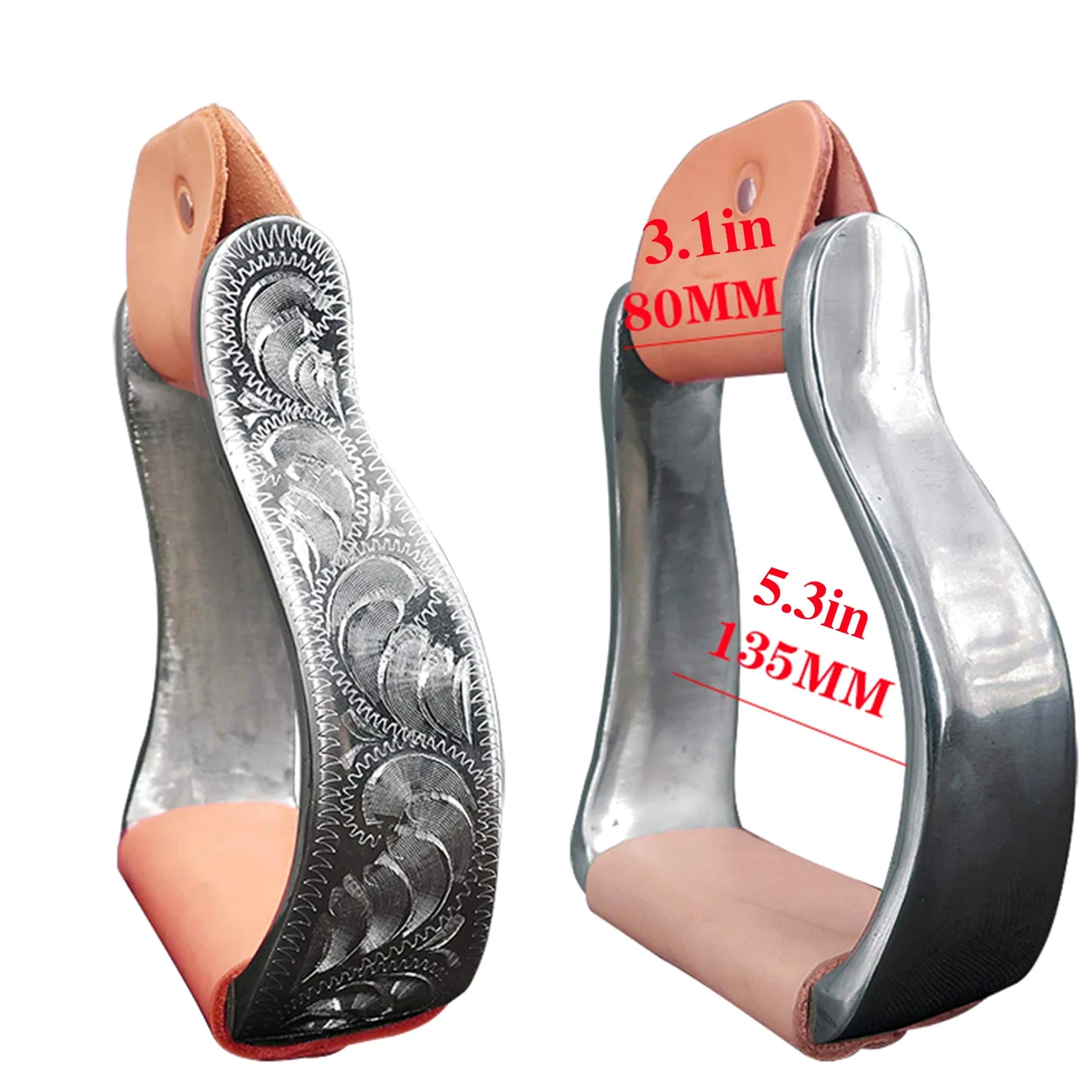 Staffe di Sicurezza per Sella - Staffe in Alluminio Stile Western avvolte in Pelle Bovina. Staffe in Alluminio Occidentale intagliate per impieghi gravosi, Confezione Regalo