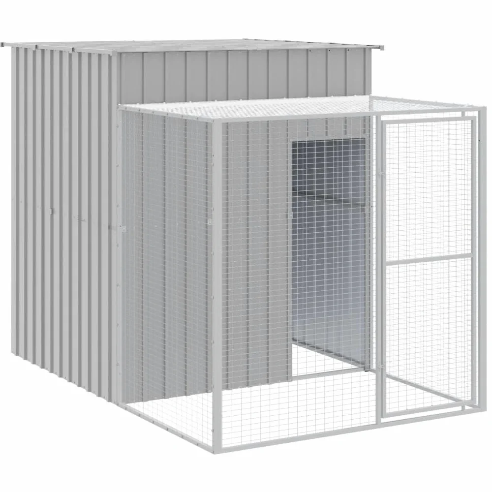 BAZZI Casetta per Cani da Esterno Box Cani Esterno Cuccia Cane Esterno Recinto per Cani in Acciaio Zincato Grigio Chiaro 165x251x181 cm