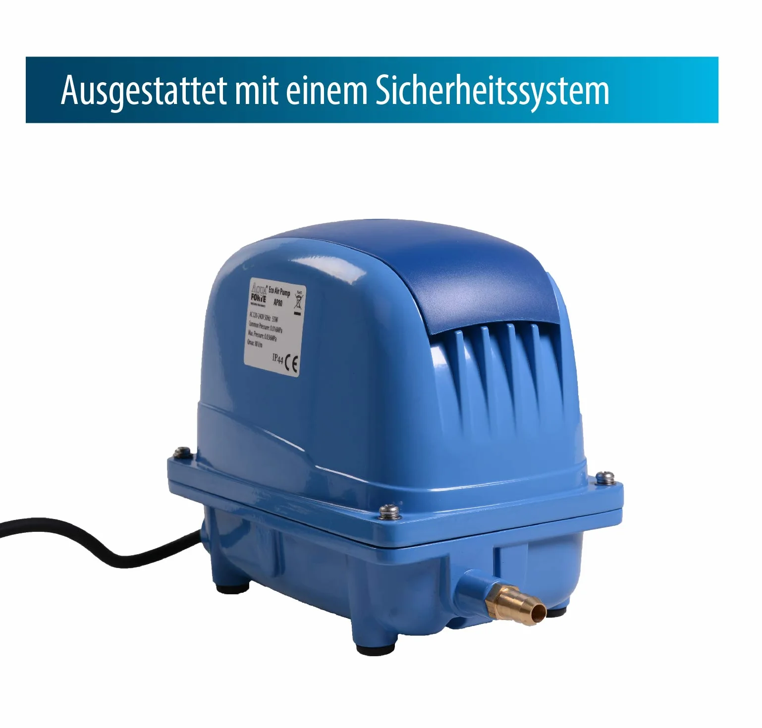 AQUAFORTE AP-100 - Pompa ad aria a risparmio energetico, 220-240 V, 50 Hz, 65 W, 100 L/m, 3,8 m, Blu