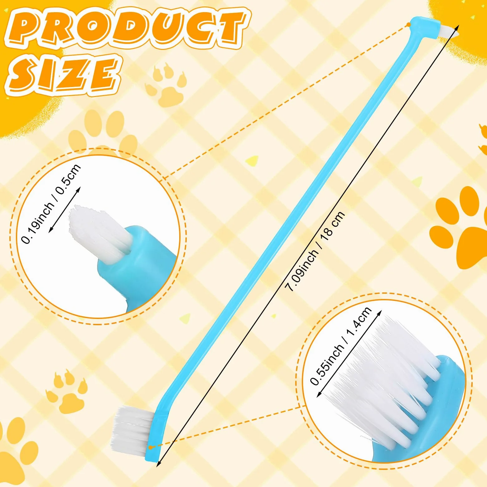 Nuogo Spazzolino da denti a doppia testa per cani, gatti, kit per la cura dentale degli animali domestici, con manico lungo, per la pulizia dell'igiene orale, 4 colori, 80 pezzi