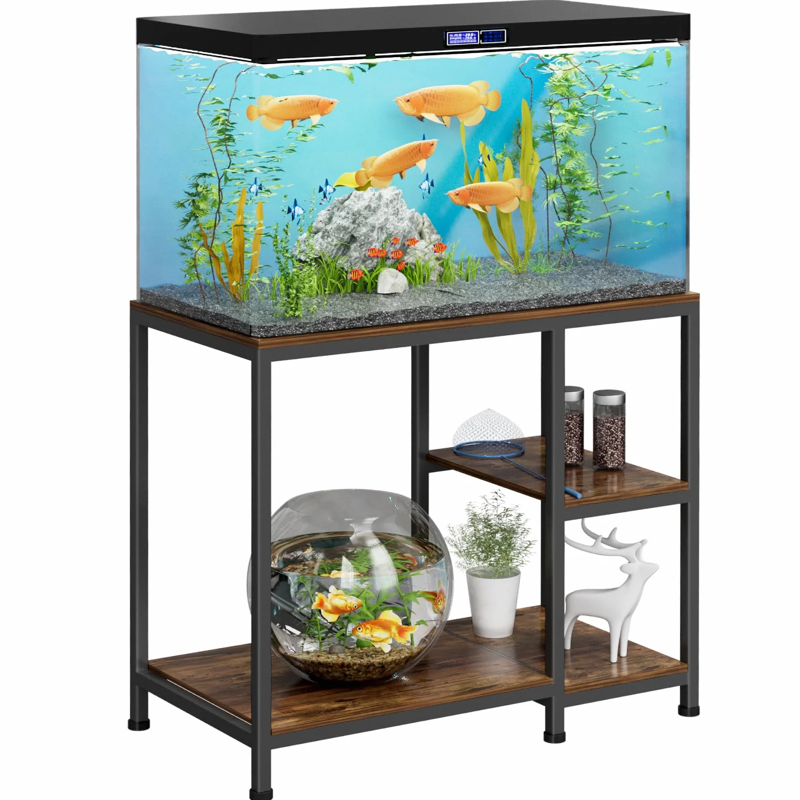 VyGrow Supporto per acquario da 40 galloni, resistente supporto per acquario 93 x 47 x 80 cm, ripiani in legno autoportante per acquario, capacità di carico 330 kg, per riporre accessori per pesci