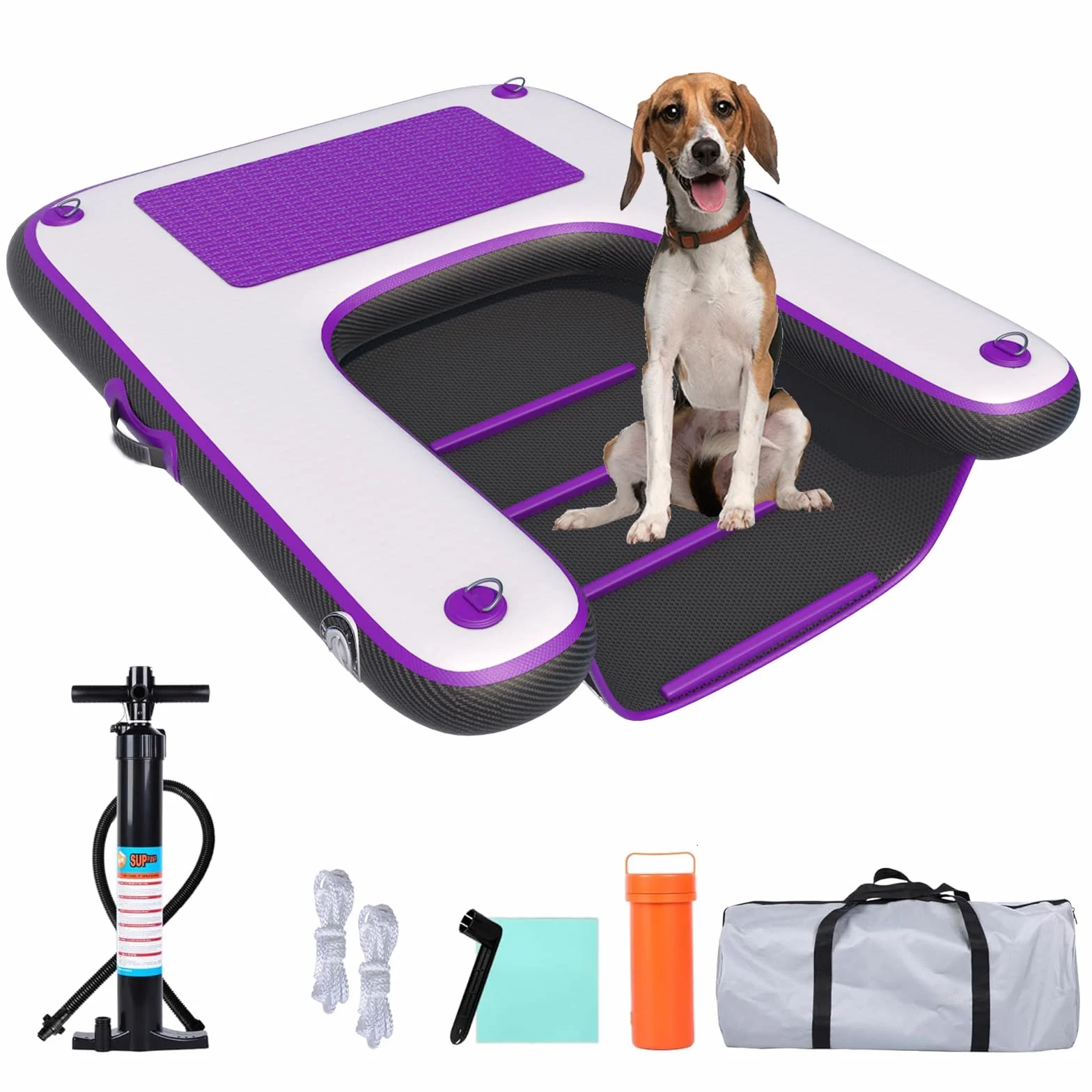 HEYLIFE Rampa Gonfiabile Per Cani cancelletti e Rampe Inflatable Dog Water Pool Ramp Per Piscina Fino a 100 kg Purple 120x90x10cm