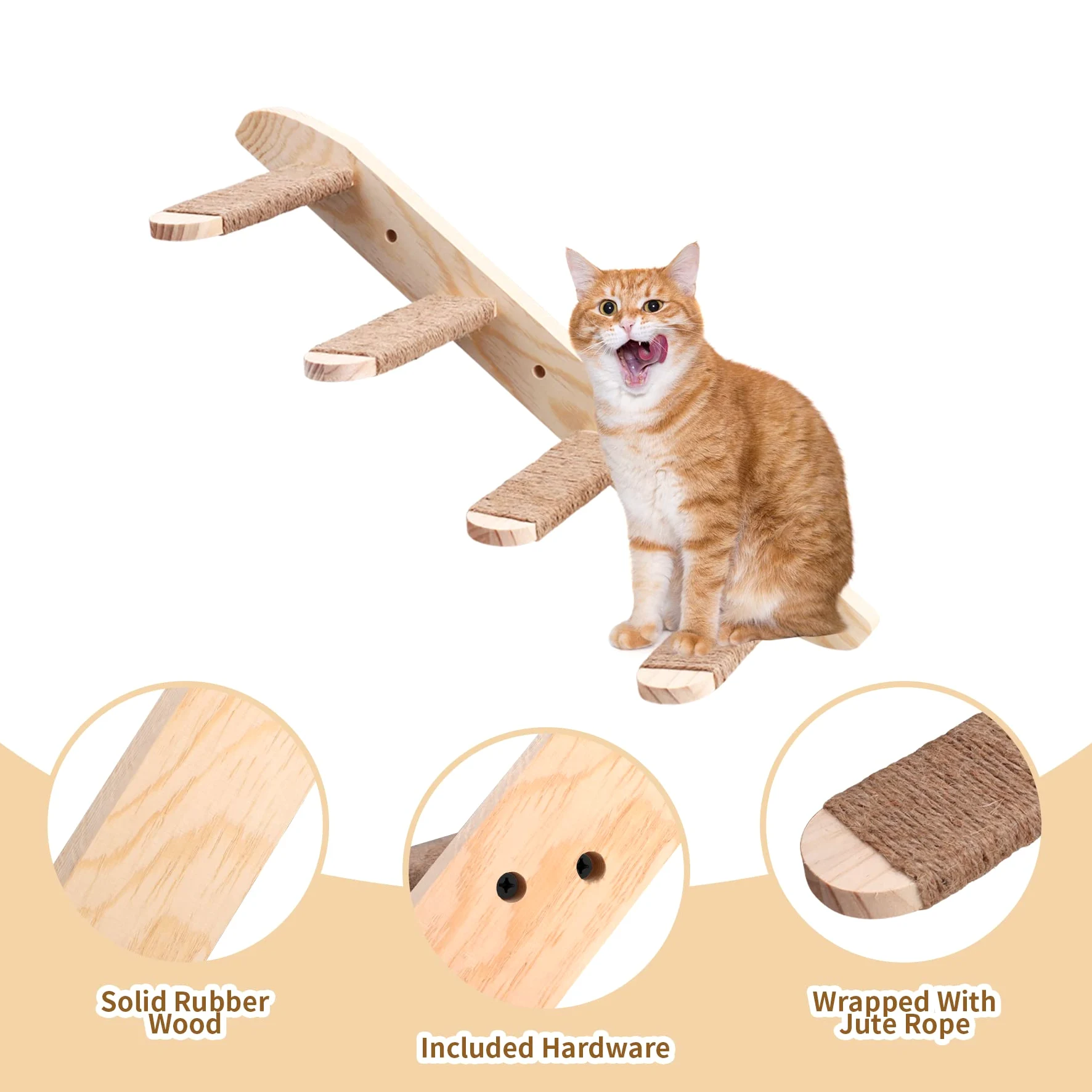 Parete di Arrampicata e Amaca per Gatti - Set 3 Pezzi per la Maggior Parte dei Gattini