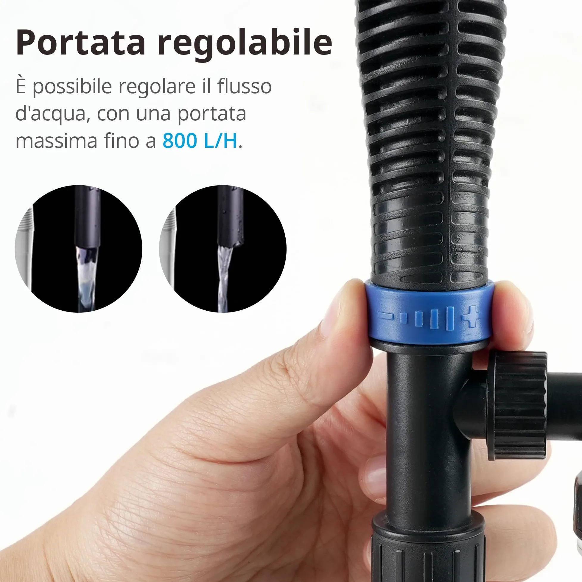 NICREW 3 in 1 Pulizia Acquario Multifunzionale, Sifone per Ghiaia con Filtro in Spugna, Aspirapolvere per Acquario Medio e Grande, 800 L/H, 16 W