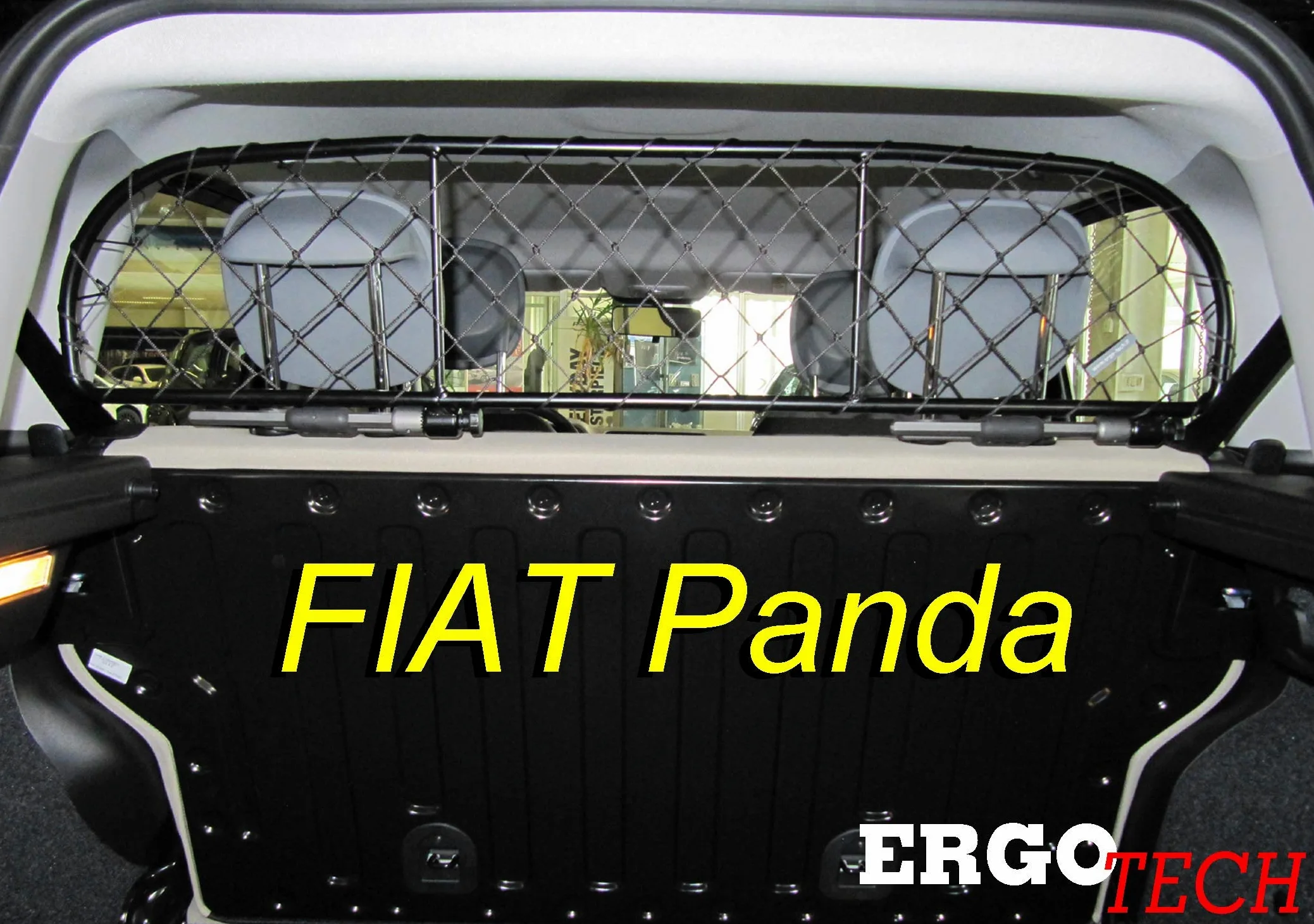 ERGOTECH Divisorio Griglia Rete Divisoria per Fiat Panda, RDA65-XS, per Trasporto Cani e Bagagli