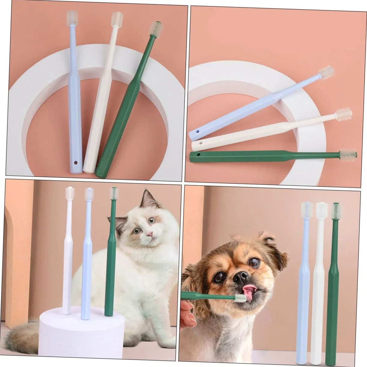 BESPORTBLE 12pezzi Spazzolino Per Animali Domestici Spazzolino Portatile Per Pulizia Orale Con Testa Rotonda Design Ergonomico e Antiscivolo Per Cani e Gatti