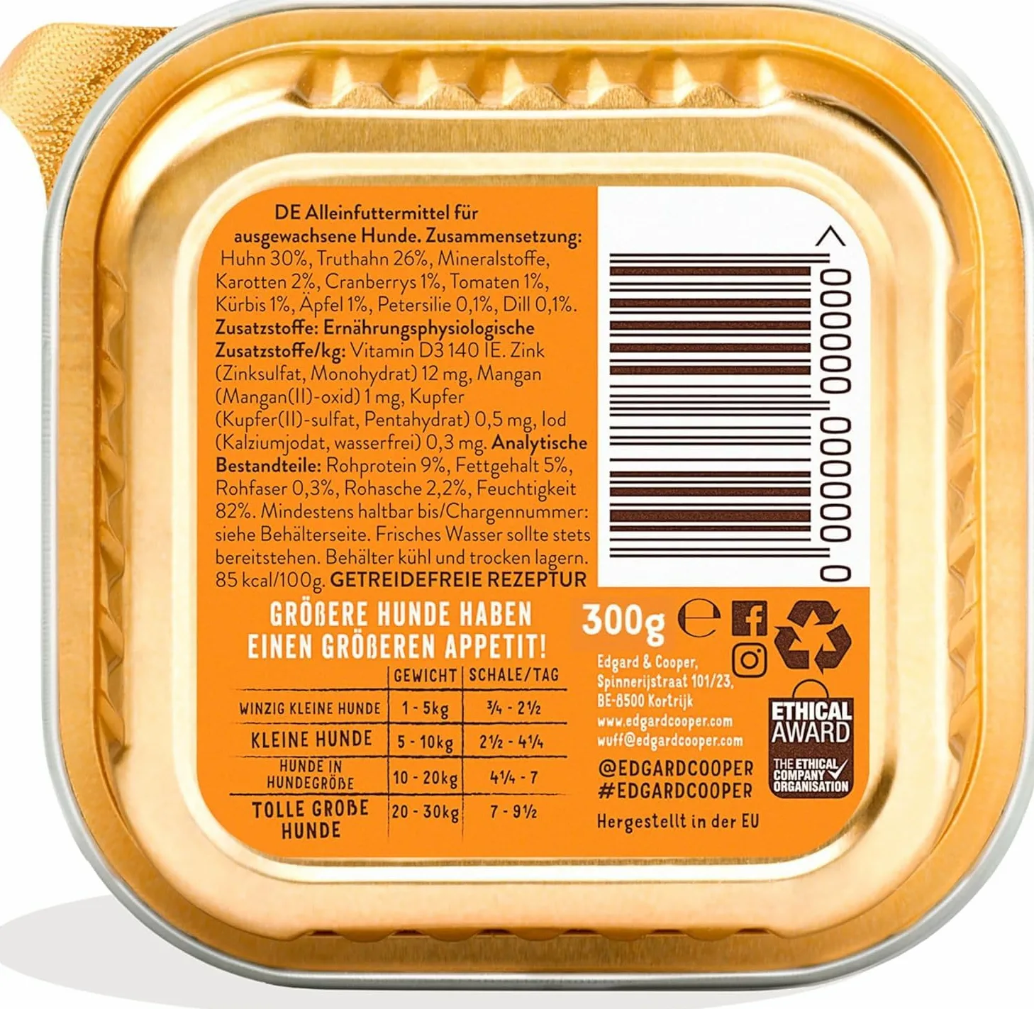 Edgard Cooper Cibo umido per cani, Adulti, Multipack (Pollo/Agnello/Selvaggina 6 x 100g), umido cani, carne fresca e ingredienti naturali, senza cereali, senza zuccheri aggiunti