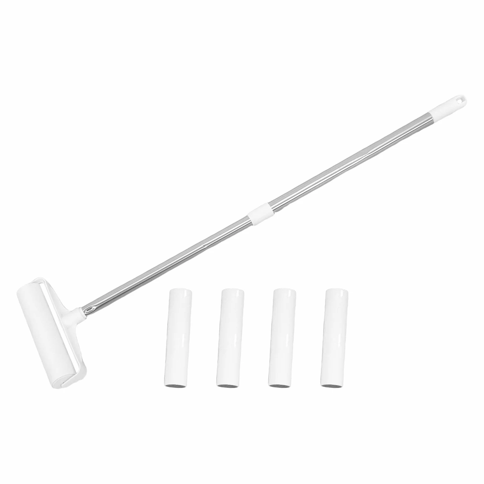 Rullo Adesivo per Peli Animali, Manico Lungo 35 Pollici | Design Riutilizzabile, Abs Bianco, per Casa e Auto, Rimuove Peli e Polvere su Tessuti, Moquette, Sedili