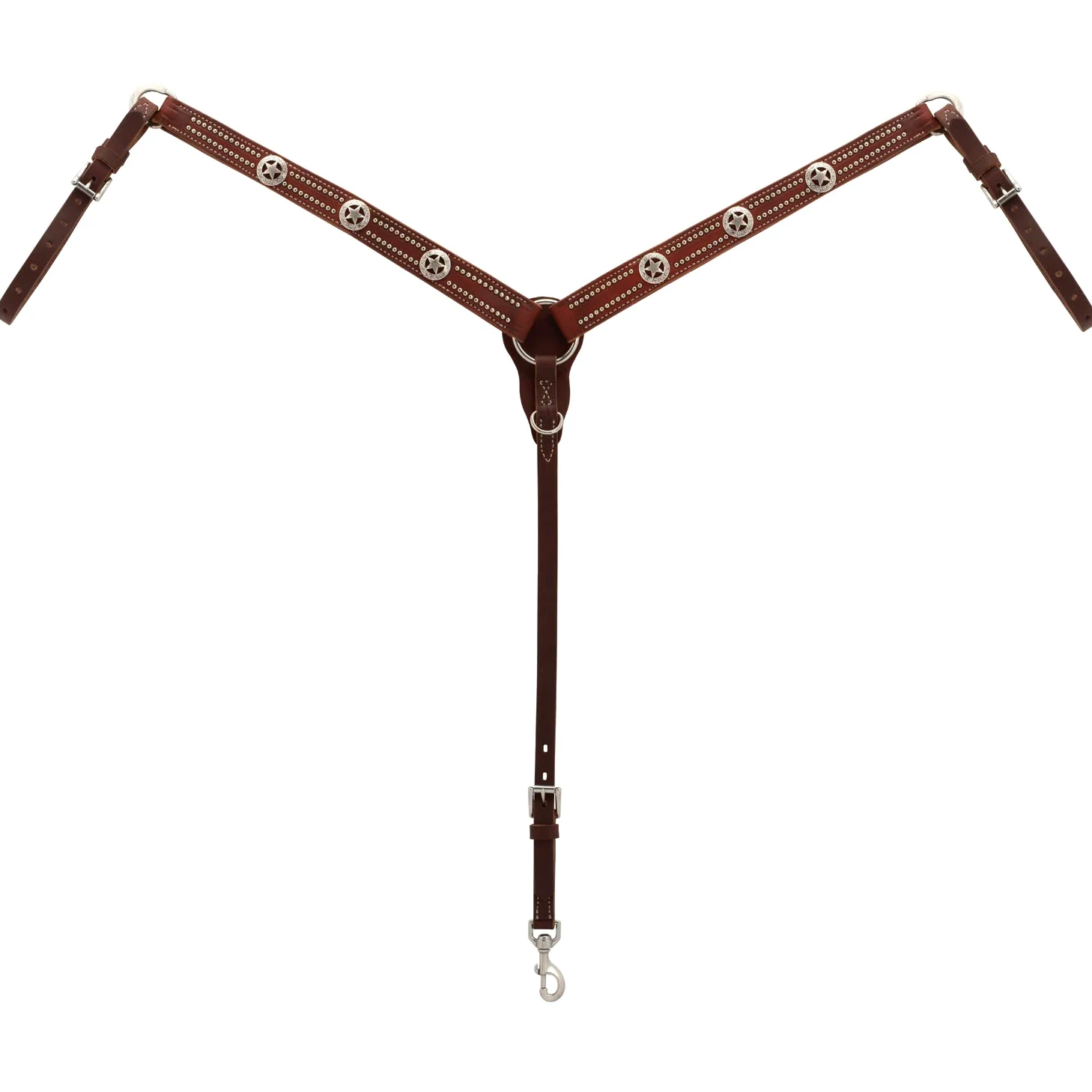 Weaver - Collare in Pelle Texas Star affusolato, Unisex - Adulto, Texas Star Tapered Breast Collar, Oiled Canyon Rose Harness Leather, Canyon Rose, Average Horse